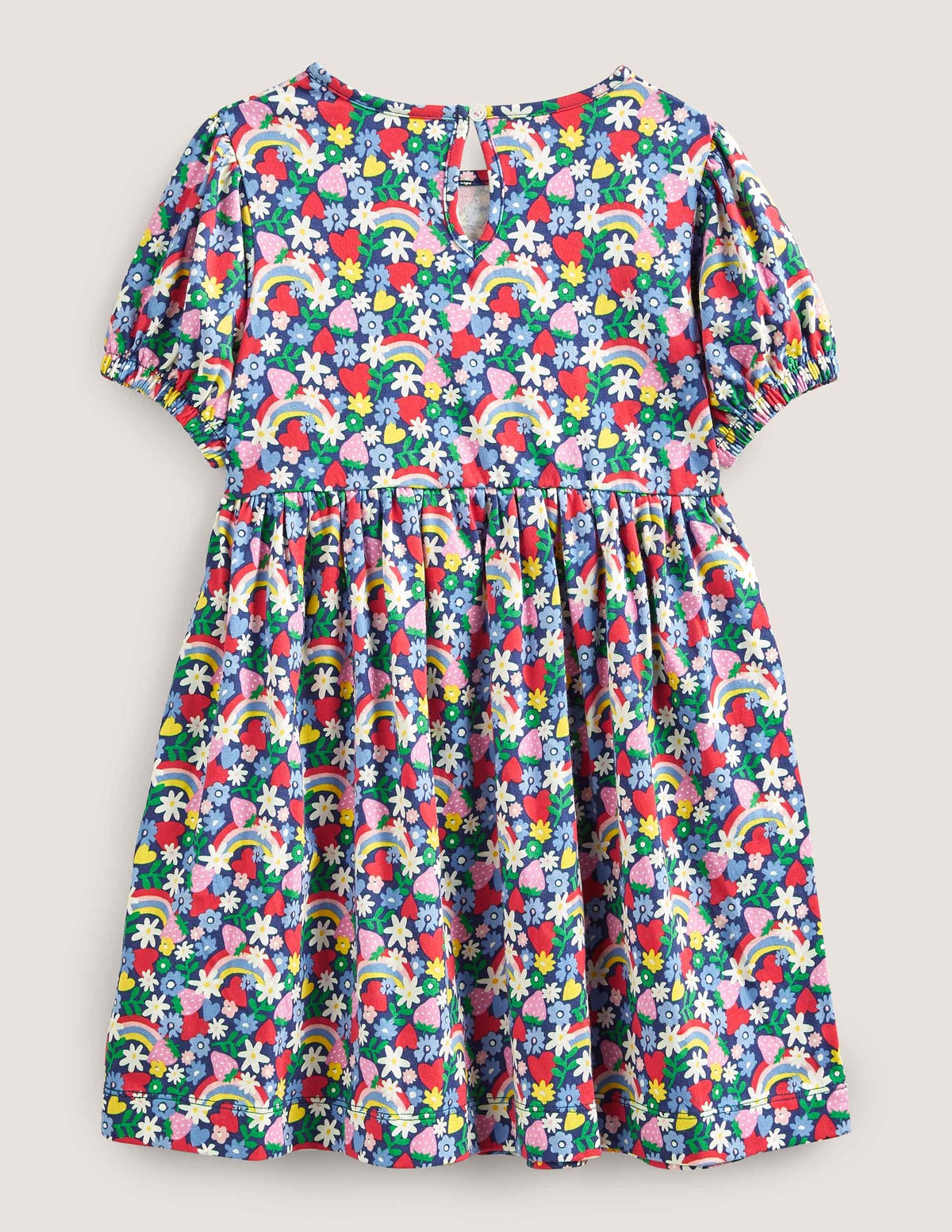 Puff Sleeve Jersey Dress-Multi Rainbow-2