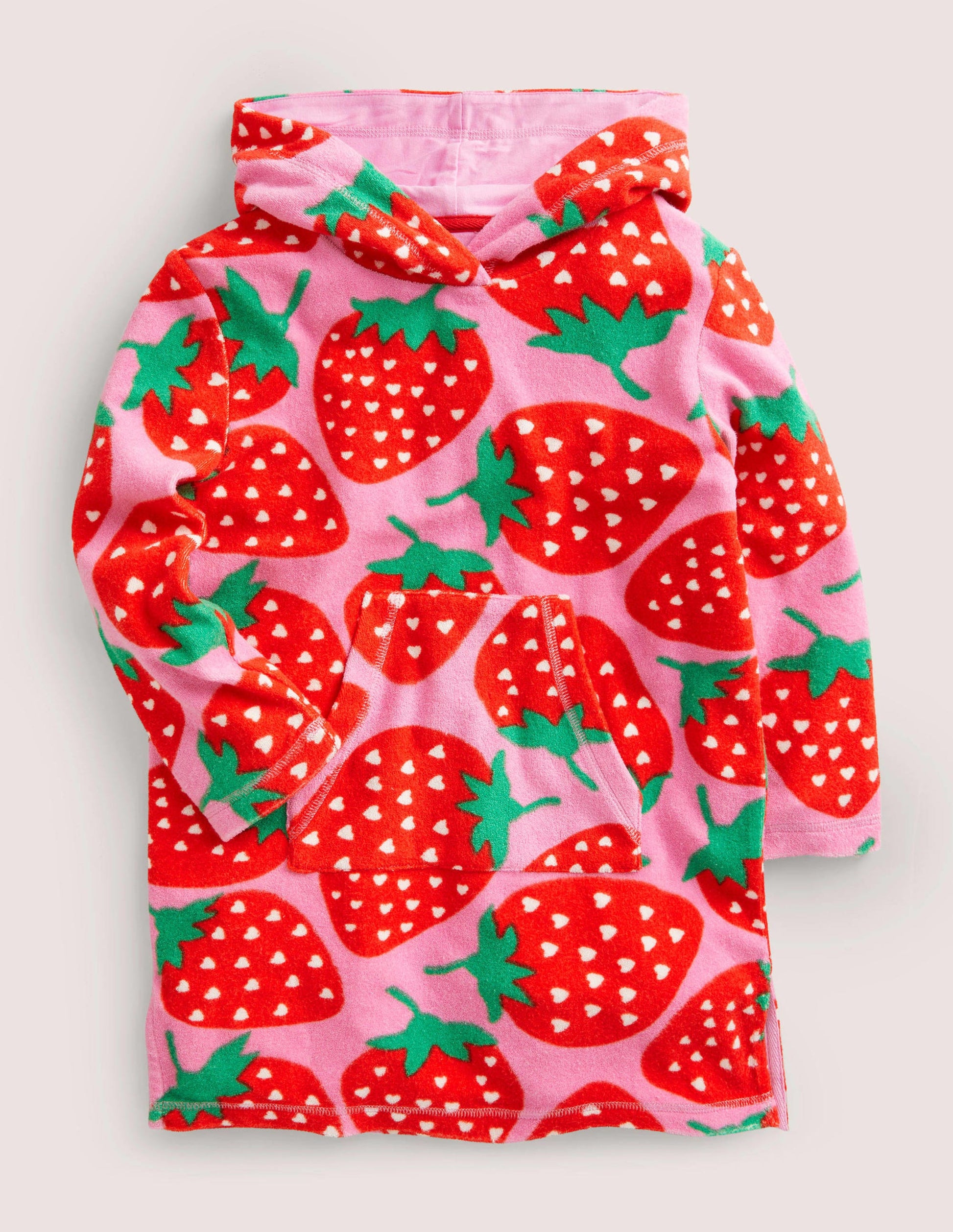 Pattern Towelling Beach Dress-Tickled Pink Strawberries-1