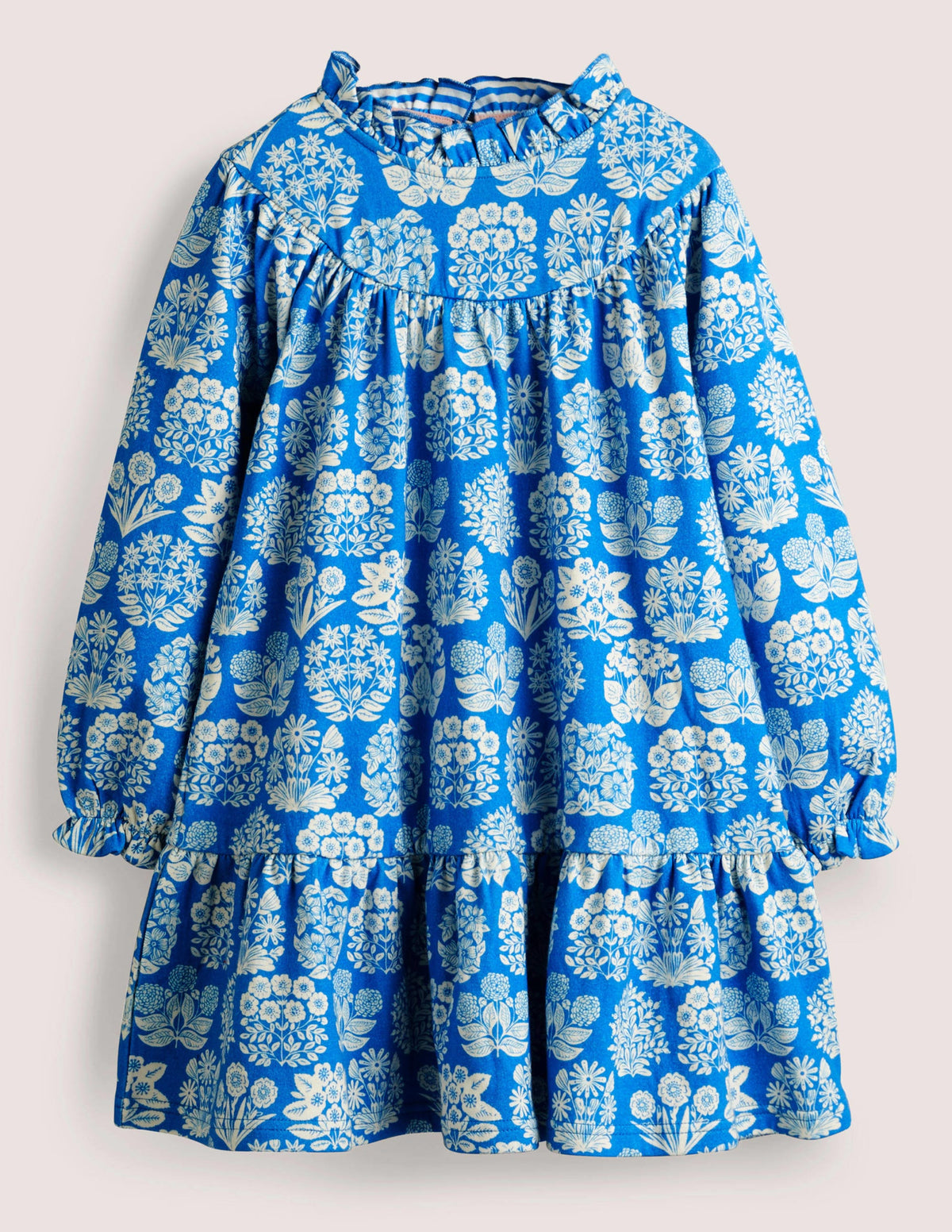 Lightweight Sweat Dress-Bright Marina Blue Floral-1