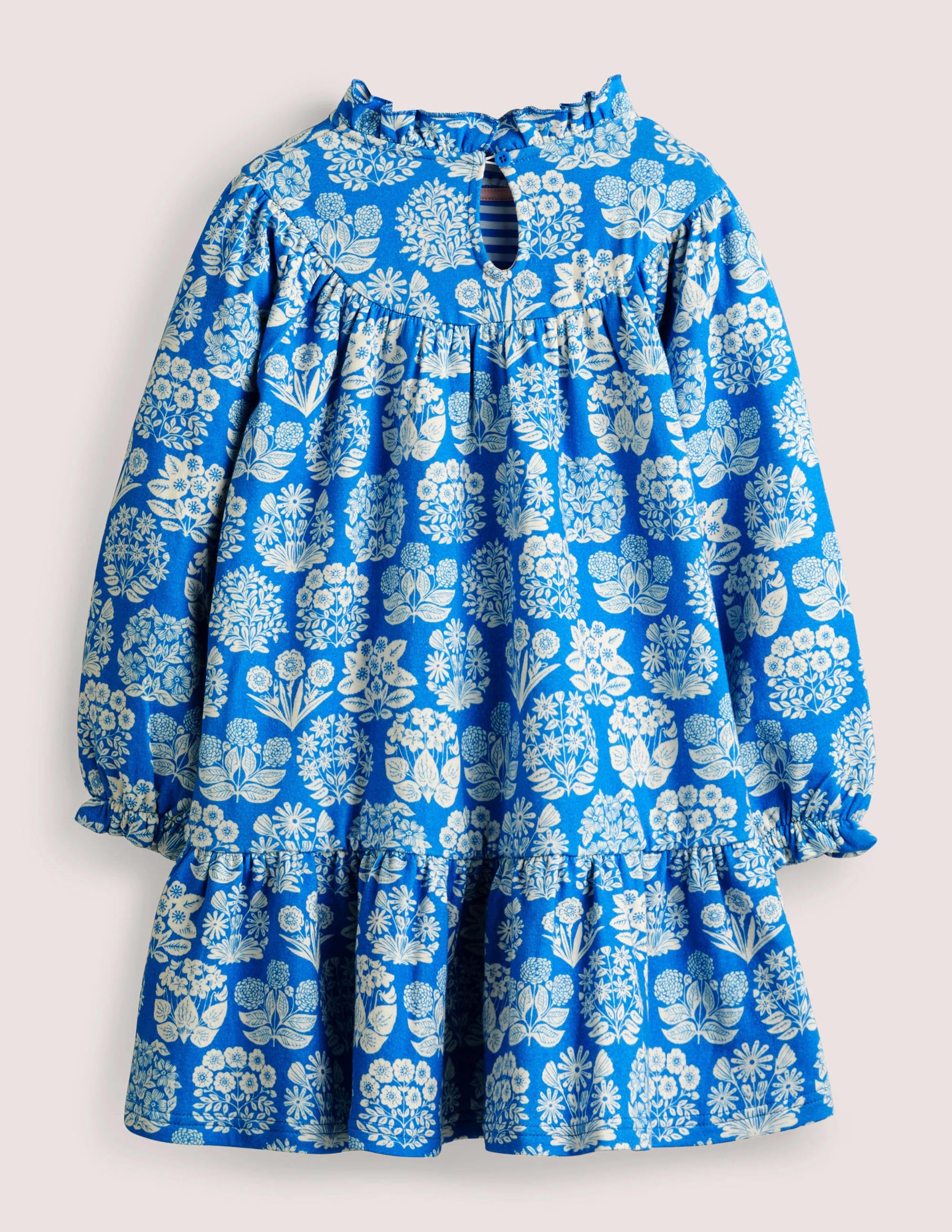 Lightweight Sweat Dress-Bright Marina Blue Floral - Image 2