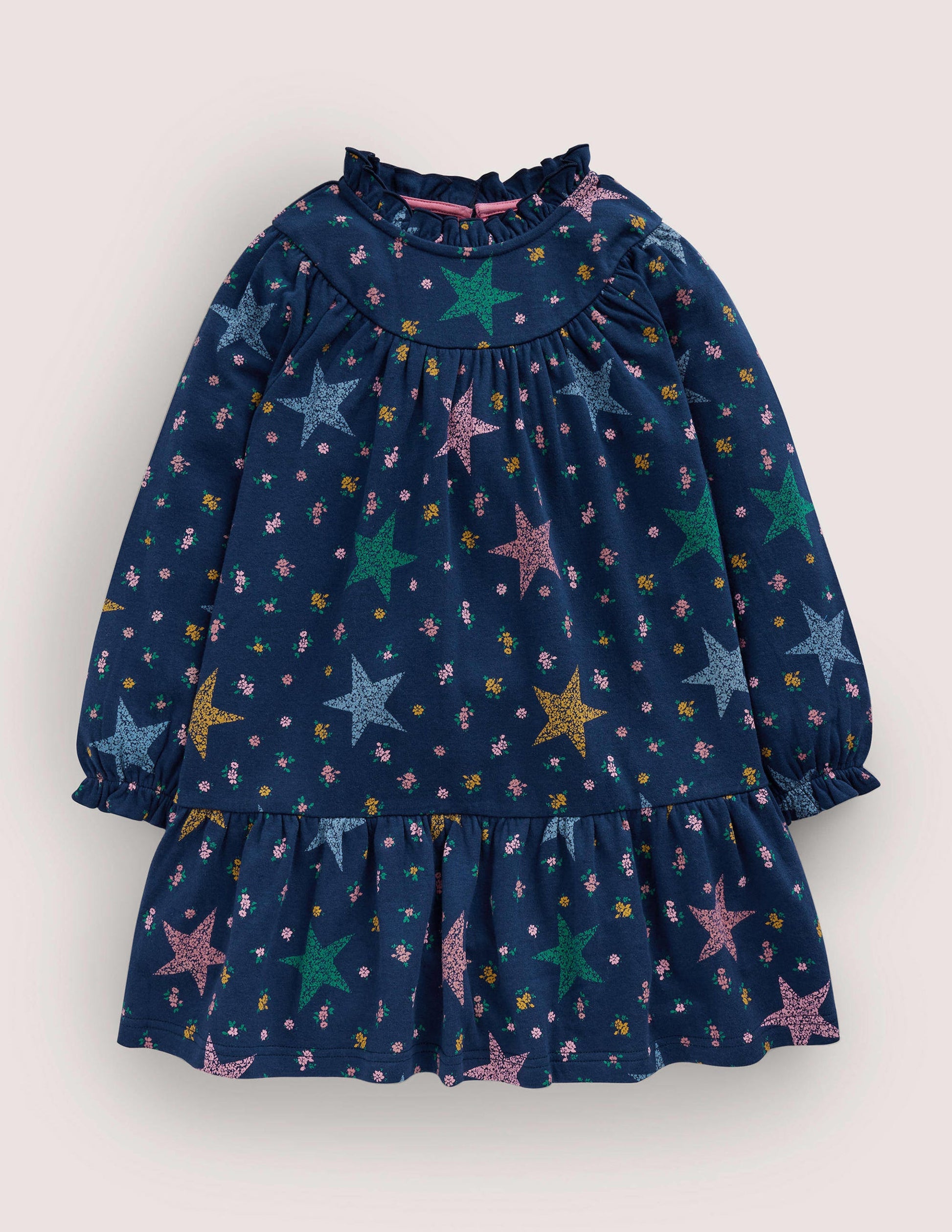 Lightweight Sweat Dress-College Navy Star Floral-1