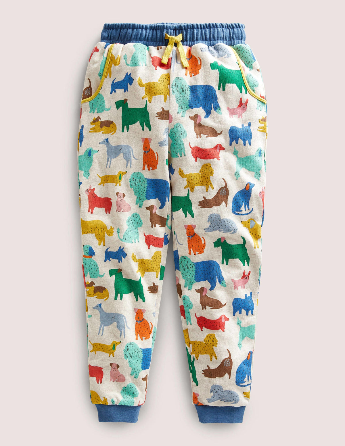 Printed Jogger-Oatmeal Marl Playful Pups-1