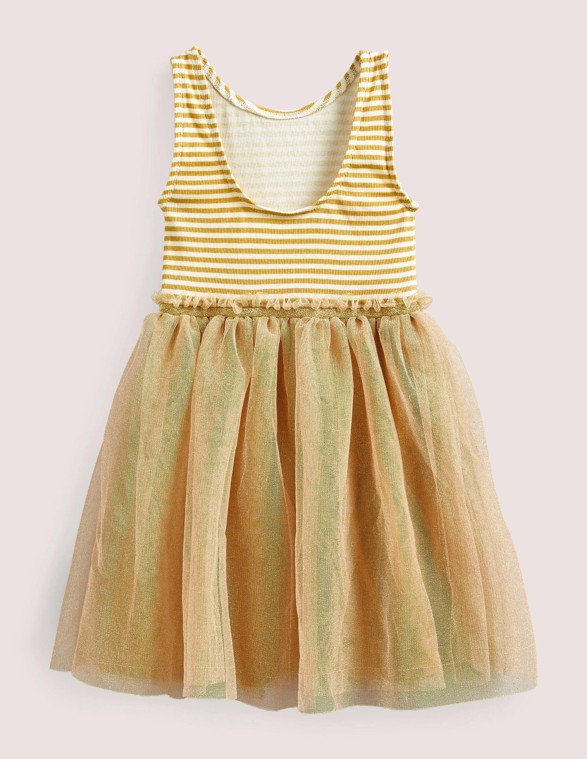 Jersey Tulle Mix Dress-Gold - Image 2