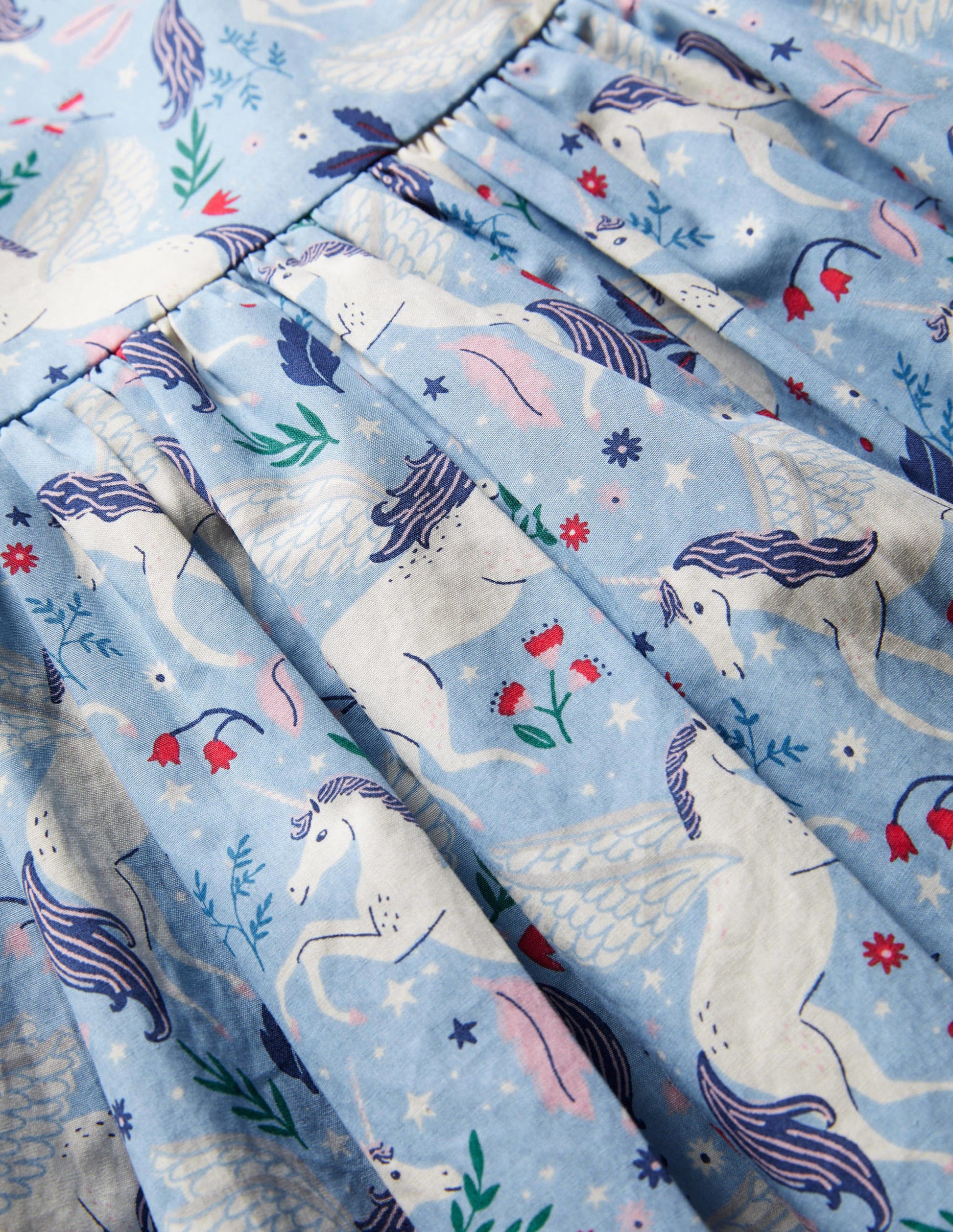 Unicorn Bow Party Dress-Dusty Blue/Ivory Unicorns-3