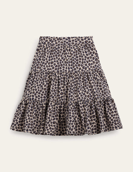 Three Tiered Midi Skirt-Leopard