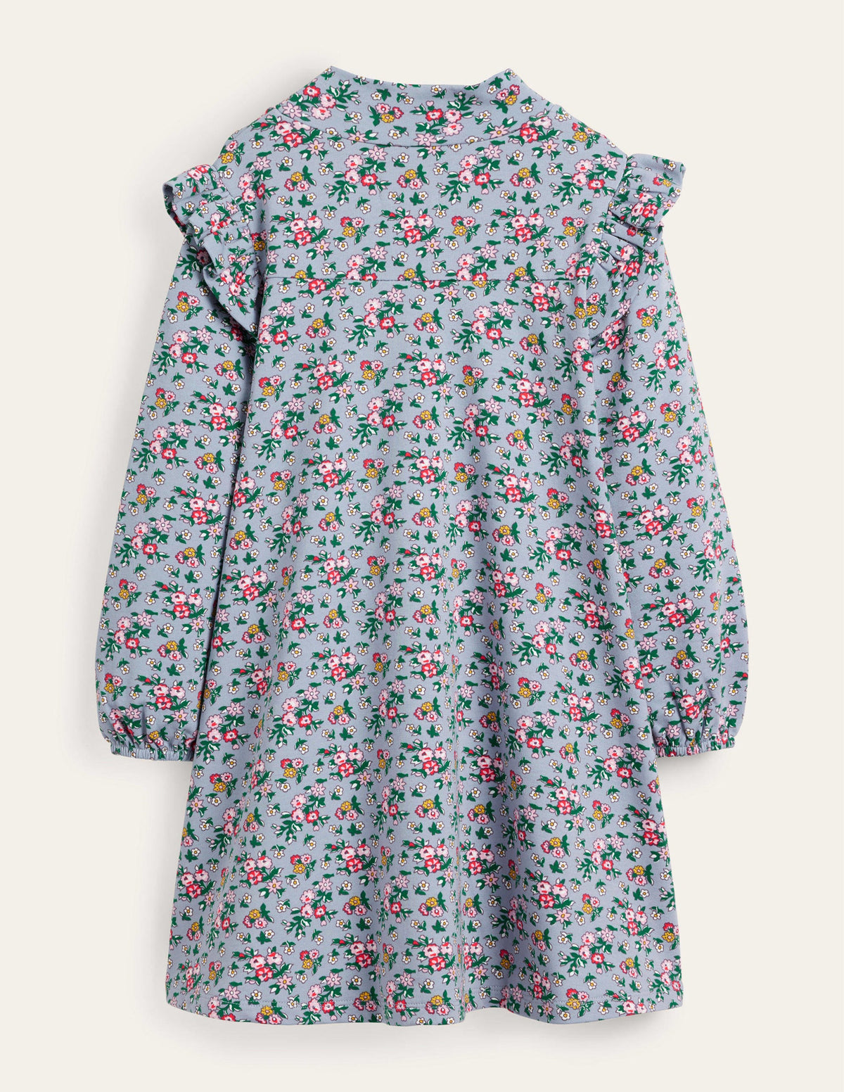 Roll Neck Midi Dress-Dusty Blue Flower Bouquet - Image 2