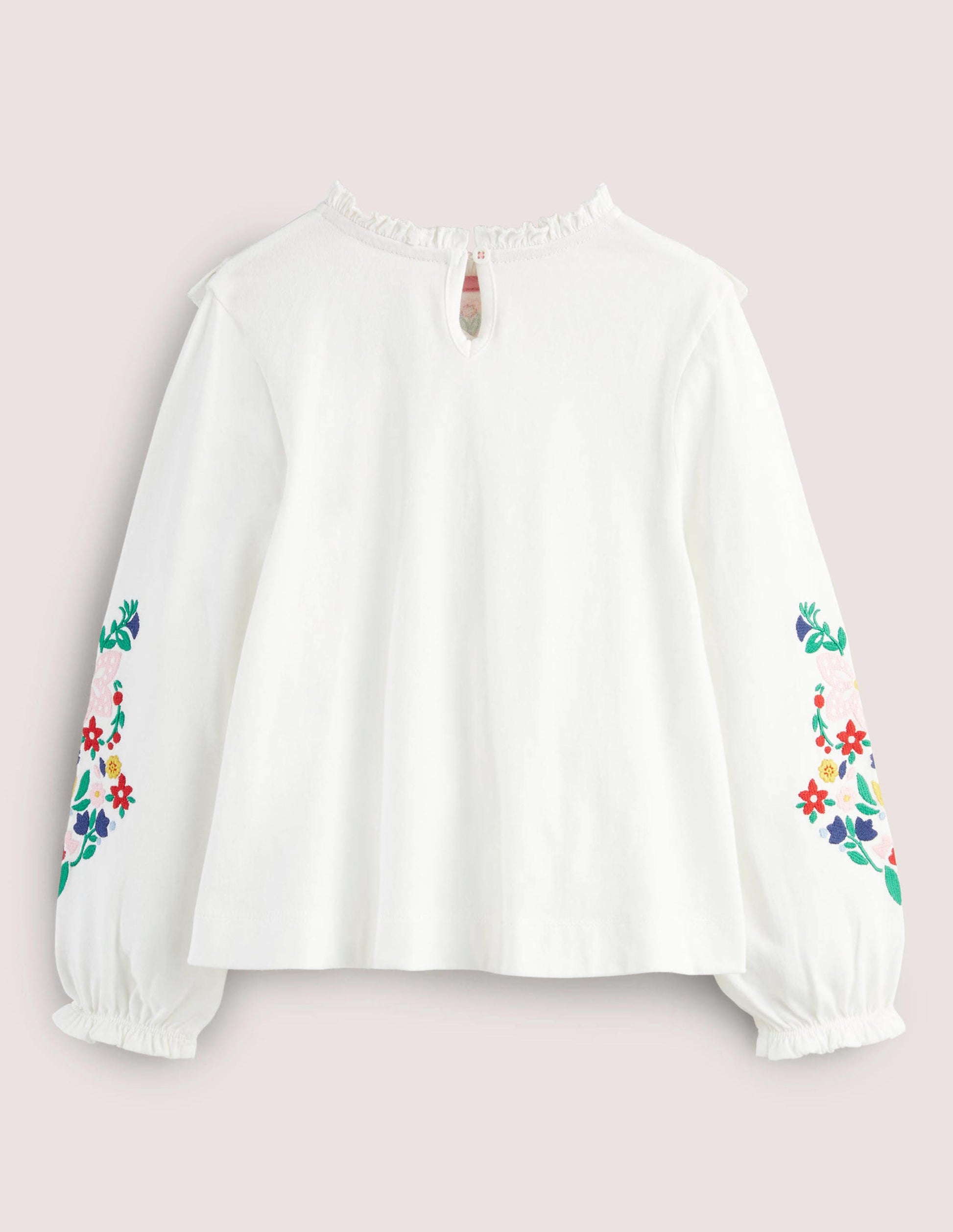 Embroidered Frilly Top-Ivory-2