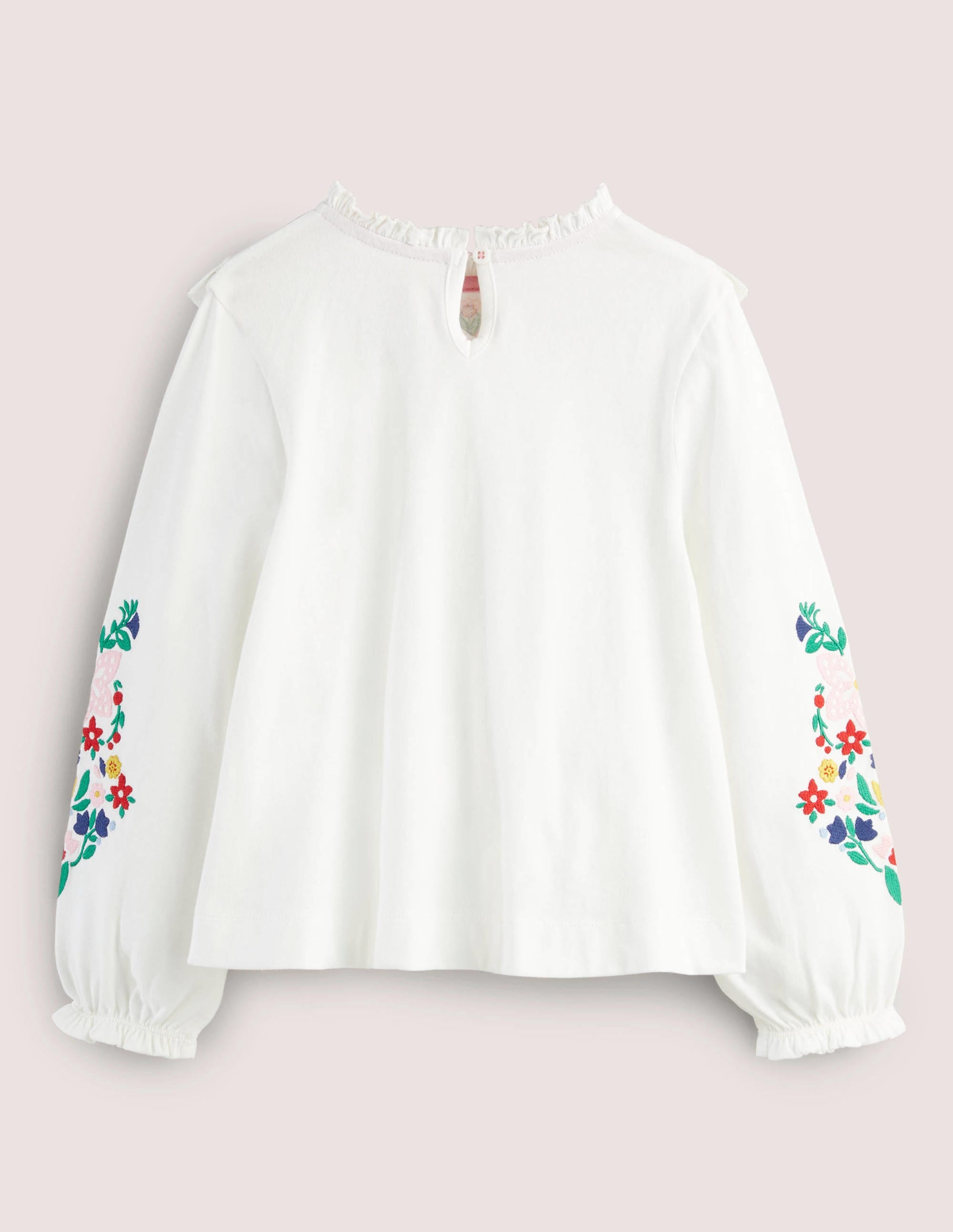 Embroidered Frilly Top-Ivory - Image 2