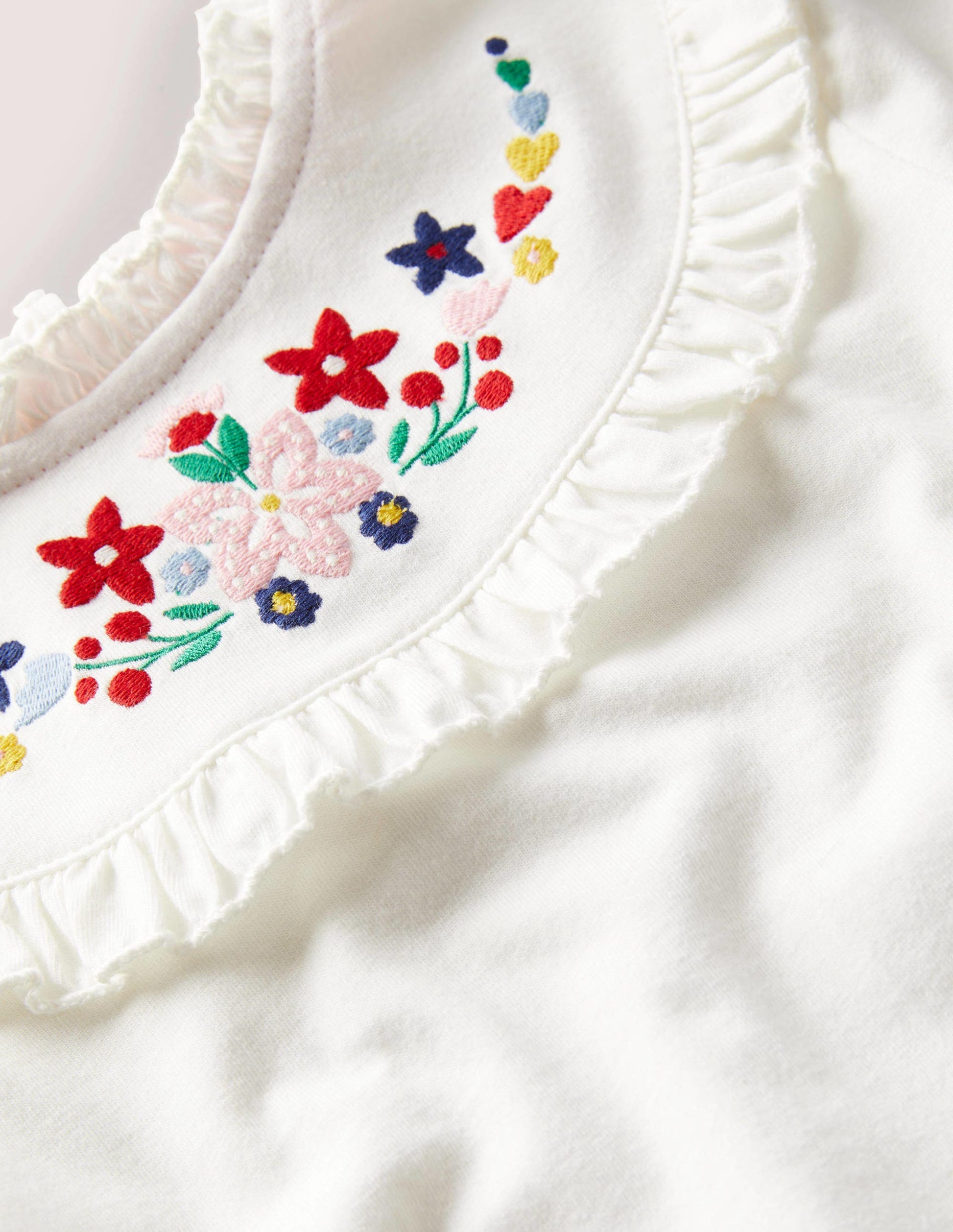 Embroidered Frilly Top-Ivory-3