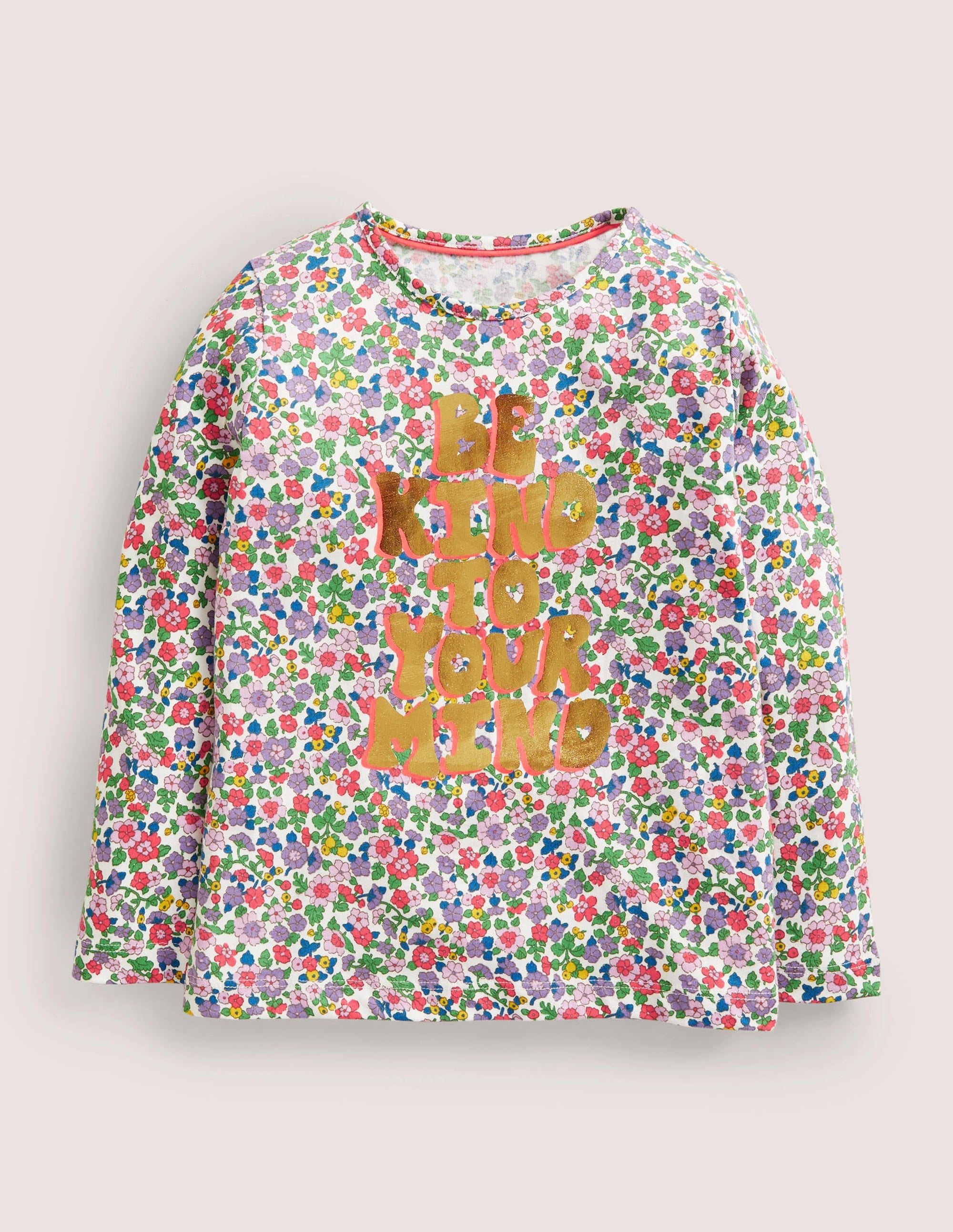 Long-Sleeved Logo Top-Be Kind Floral - Image 1