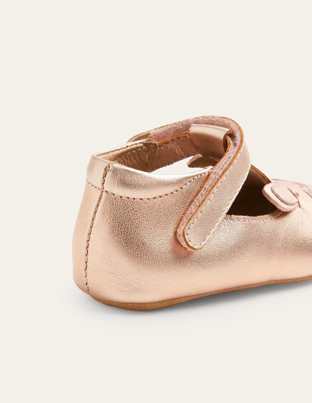 Leather Pram shoes-Rose Gold Bunny - Image 3