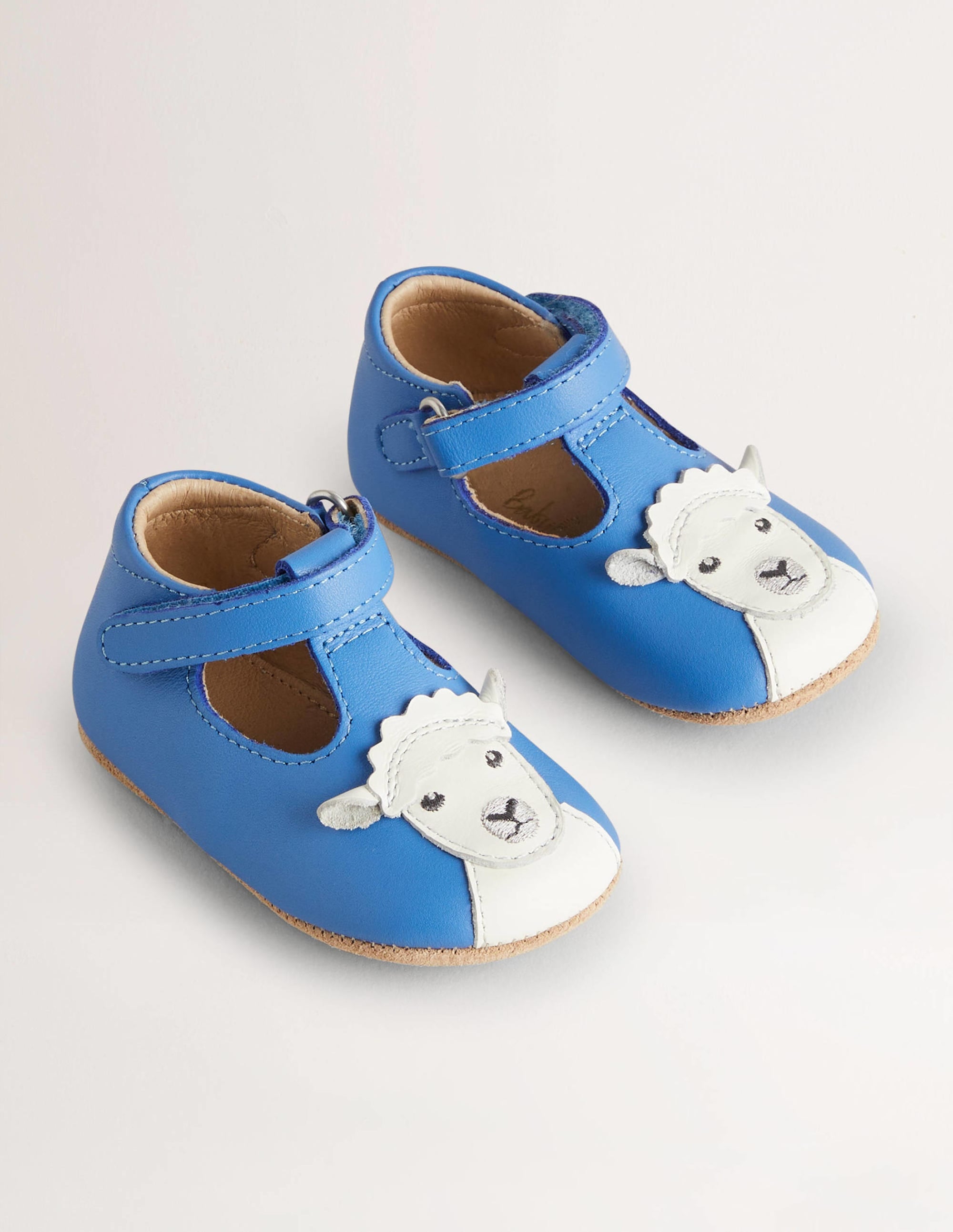 Leather Pram Shoes-Blue - Image 2