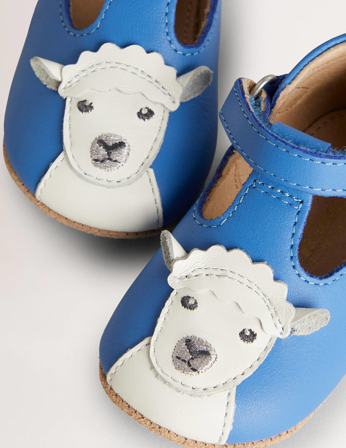 Leather Pram Shoes-Blue - Image 3