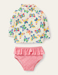 Rash Guard Set-Ivory Butterflies