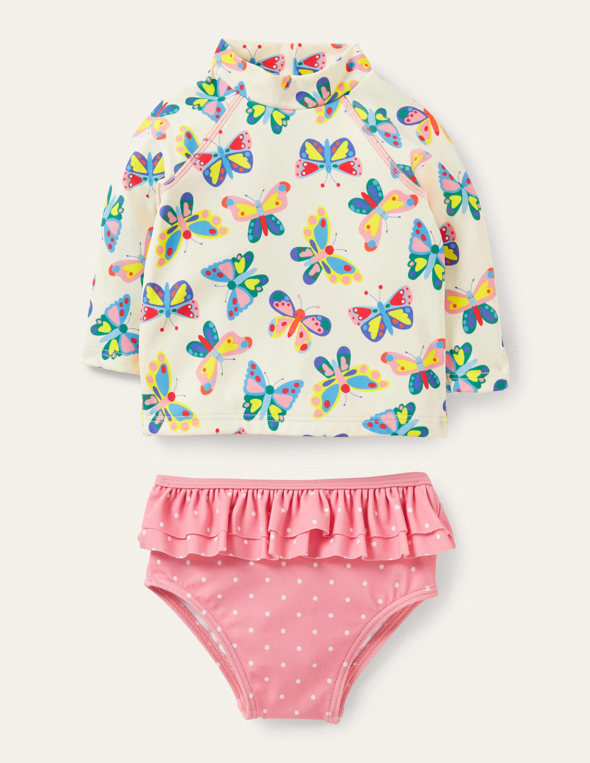 Rash Guard Set-Ivory Butterflies - Image 1