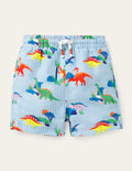 Swim Trunks-Surfboard Blue Dino Scene