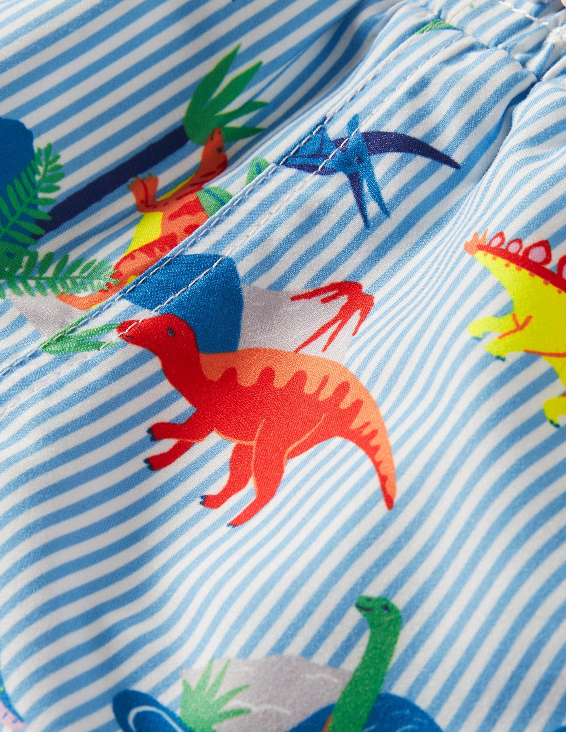 Swim Trunks-Surfboard Blue Dino Scene-3