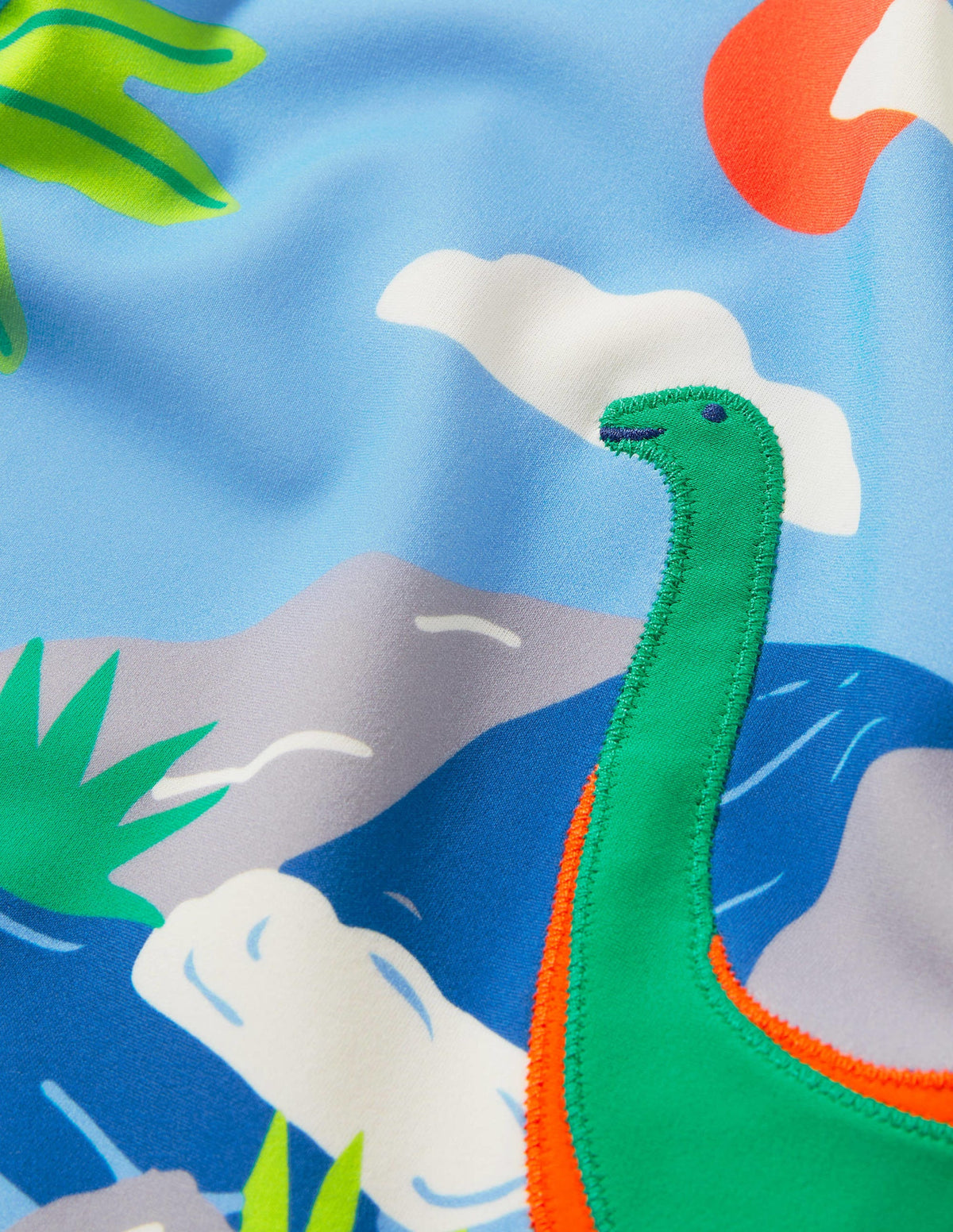 Appliqué Rash Guard-Surfboard Blue Dino Scene - Image 3