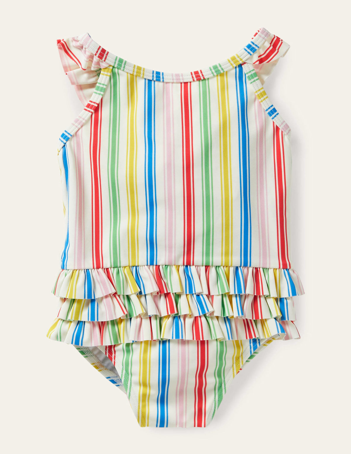 Frill Detail Swimsuit-Multi Stripe - Image 1