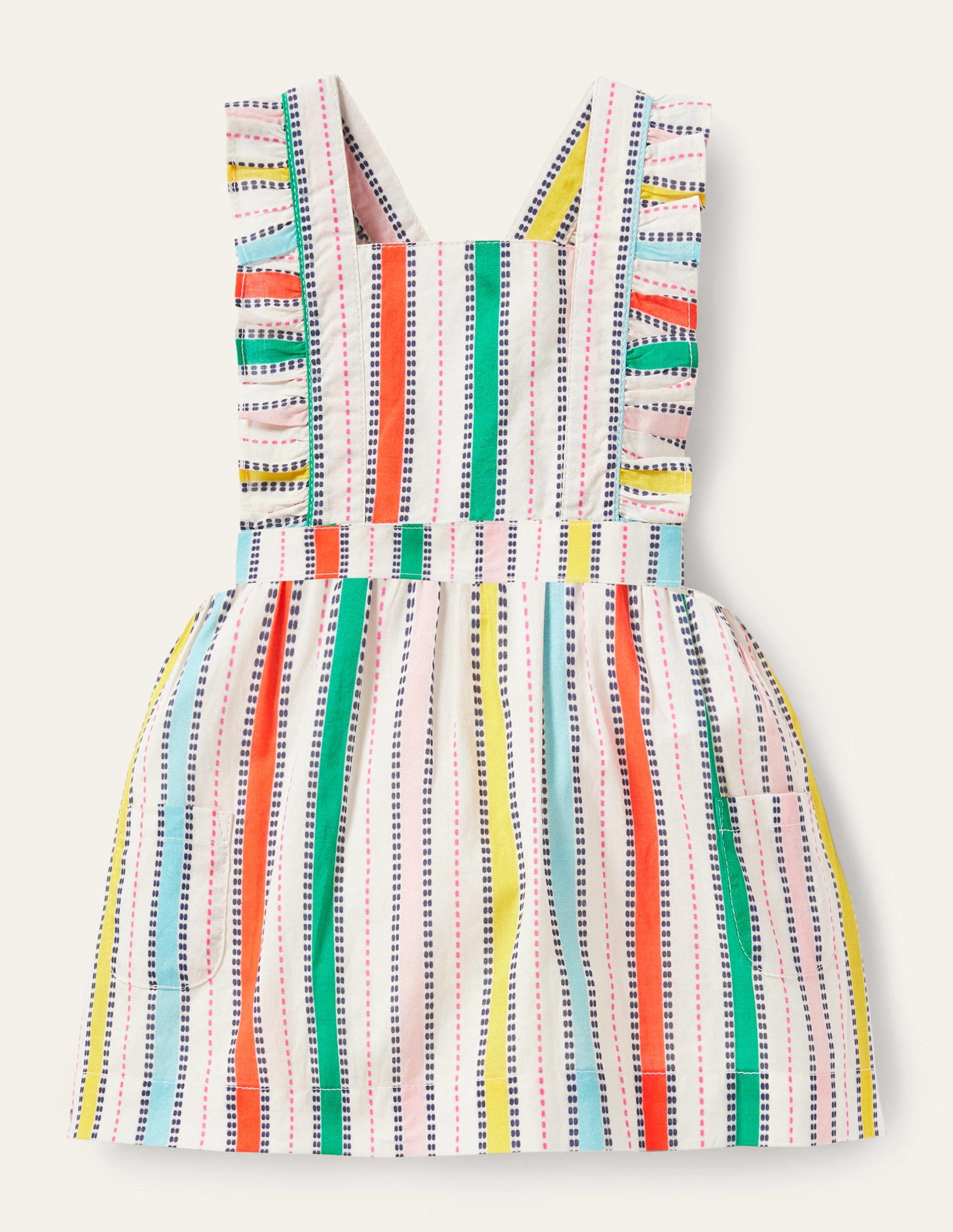 Woven Pinnie Dress-Ivory/Multi-1