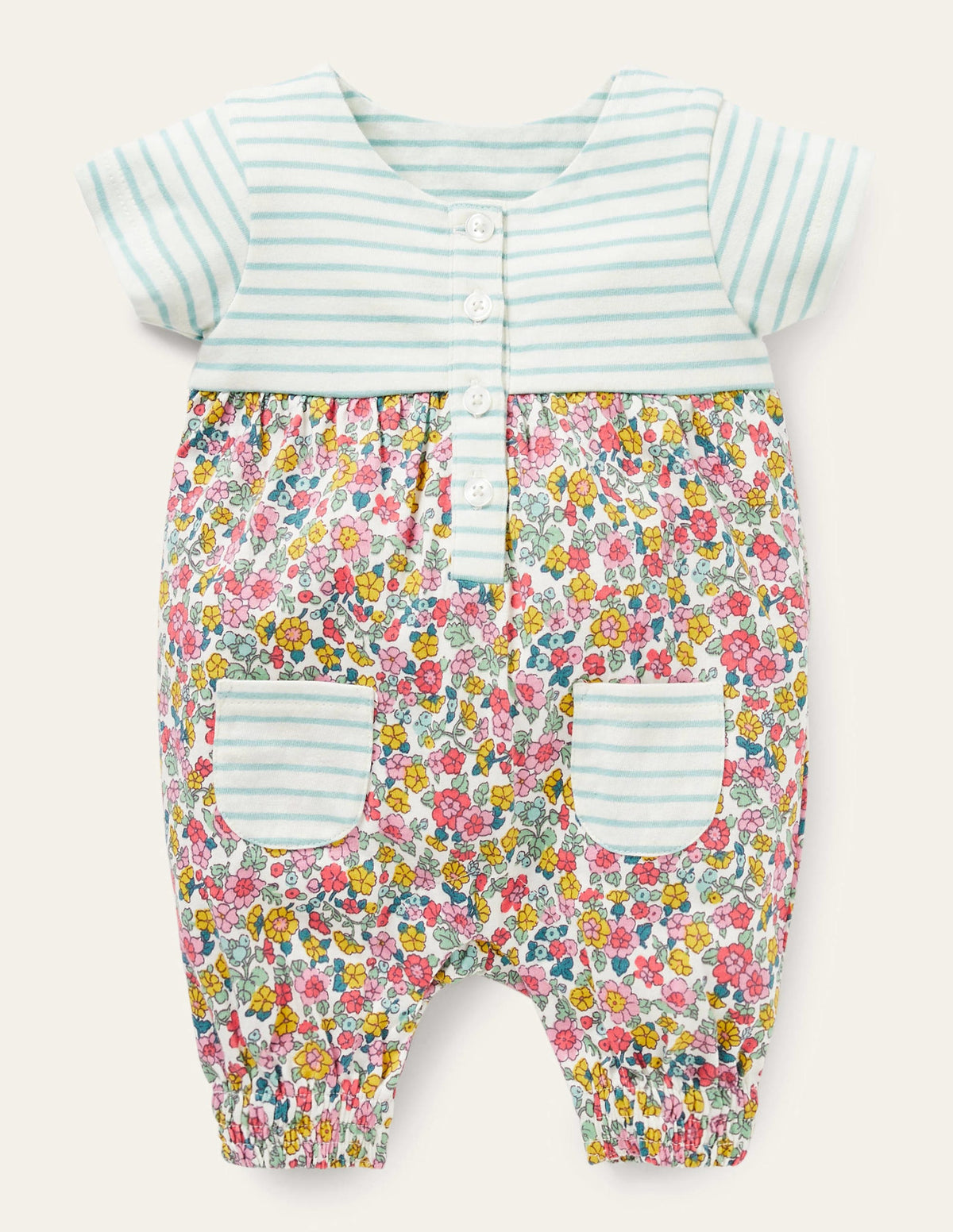 Jersey Hotchpotch Romper-Multi Vintage Flowerbed-1