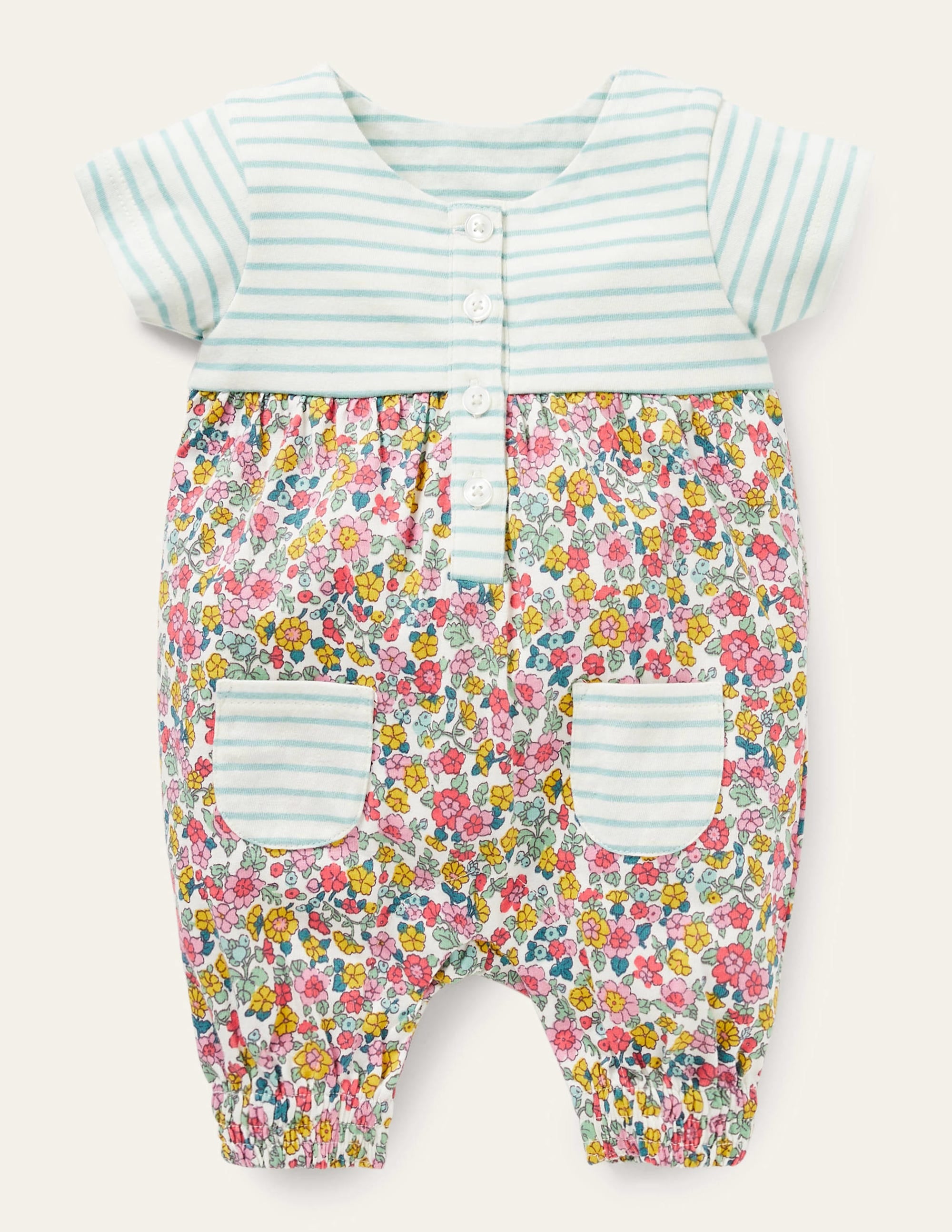 Jersey Hotchpotch Romper-Multi Vintage Flowerbed - Image 1