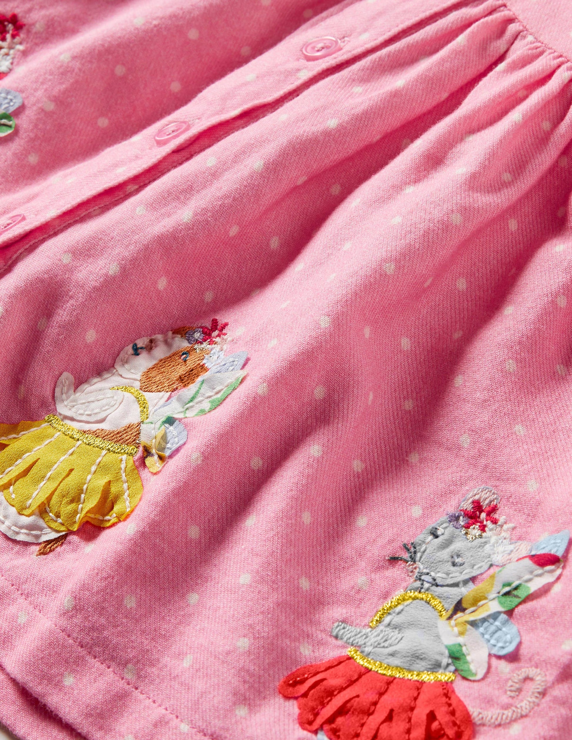 Woven Appliqué Dress-Formica Pink Pin Spot Animals-3