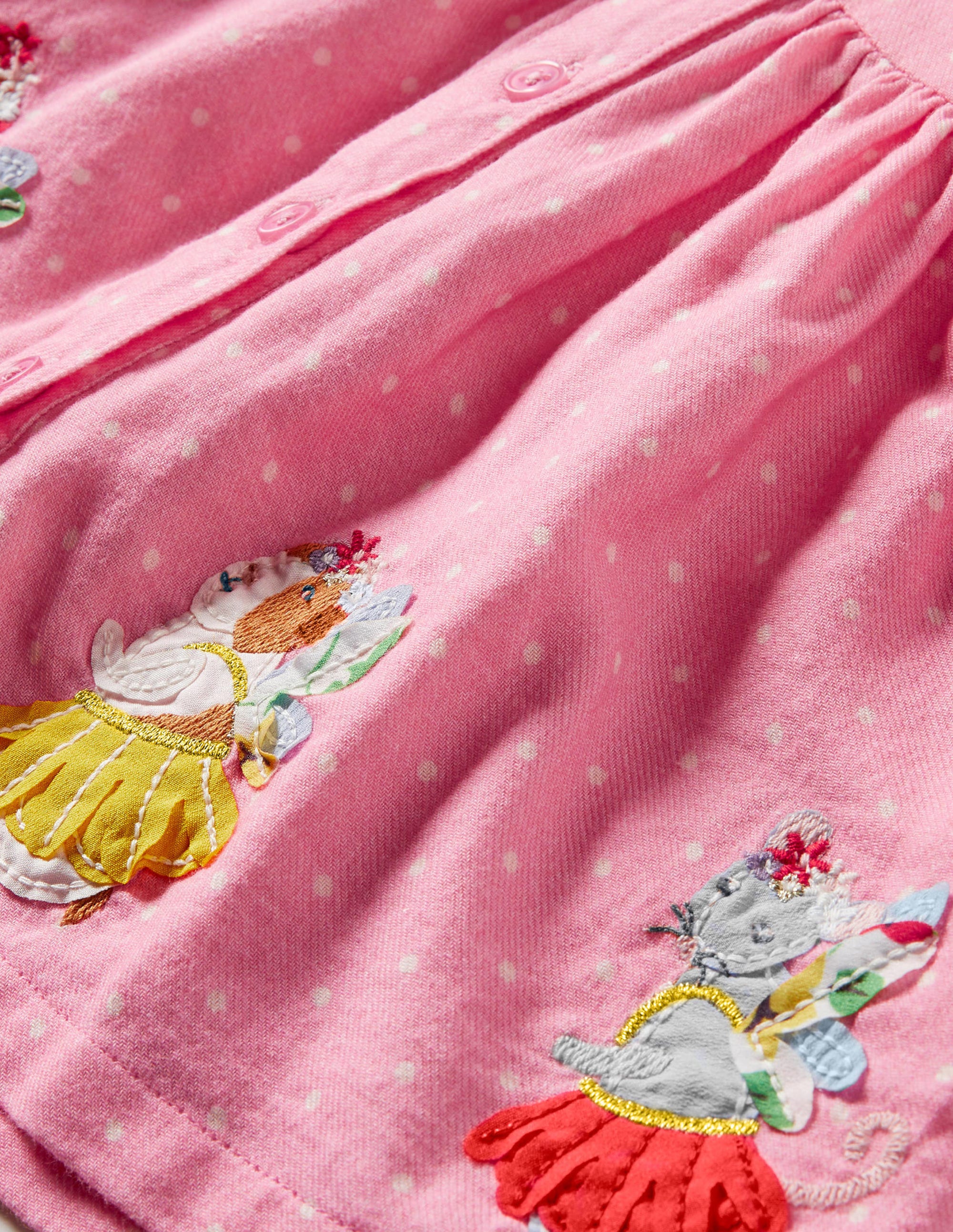 Woven Appliqué Dress-Formica Pink Pin Spot Animals - Image 3