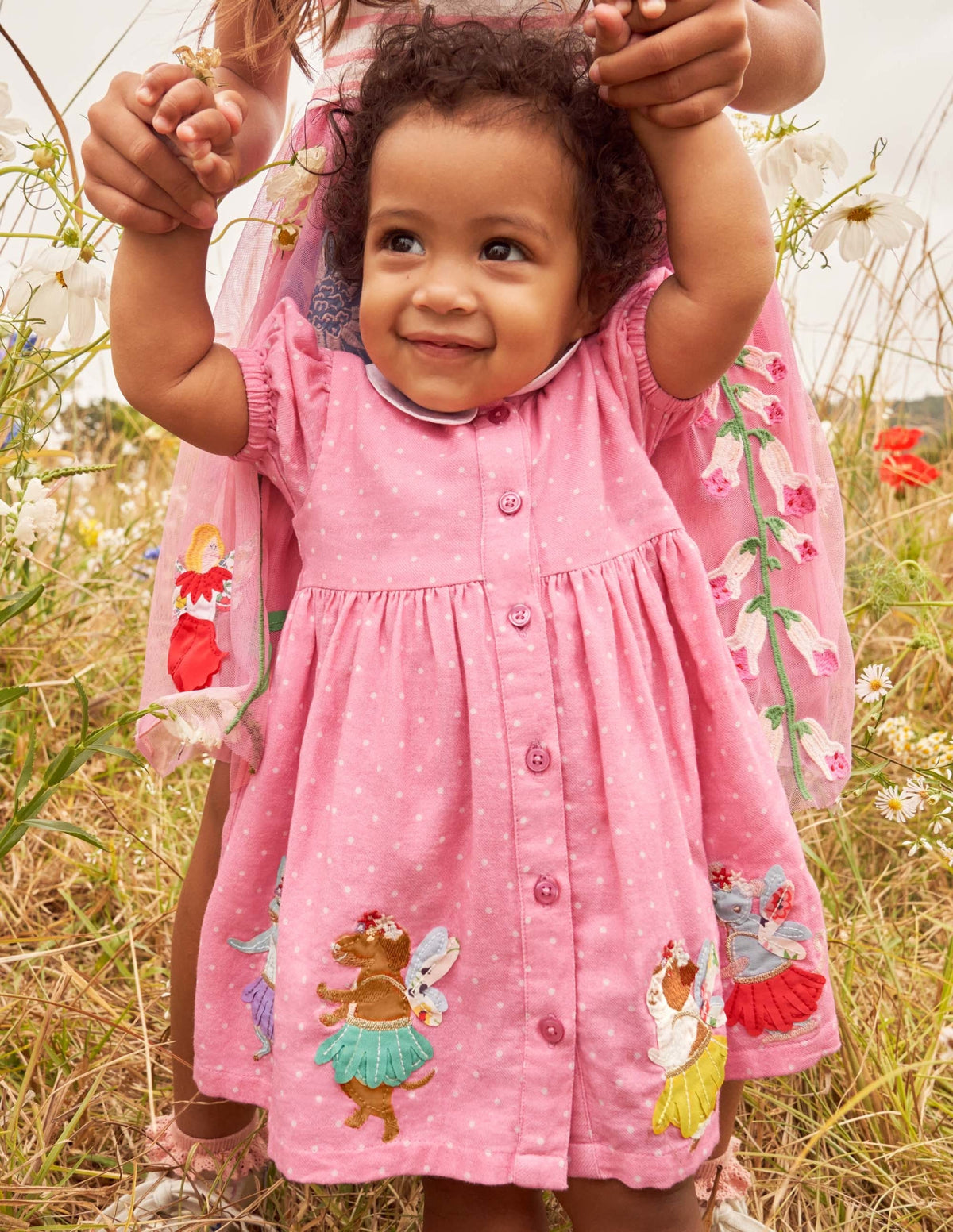 Woven Appliqué Dress-Formica Pink Pin Spot Animals - Image 4