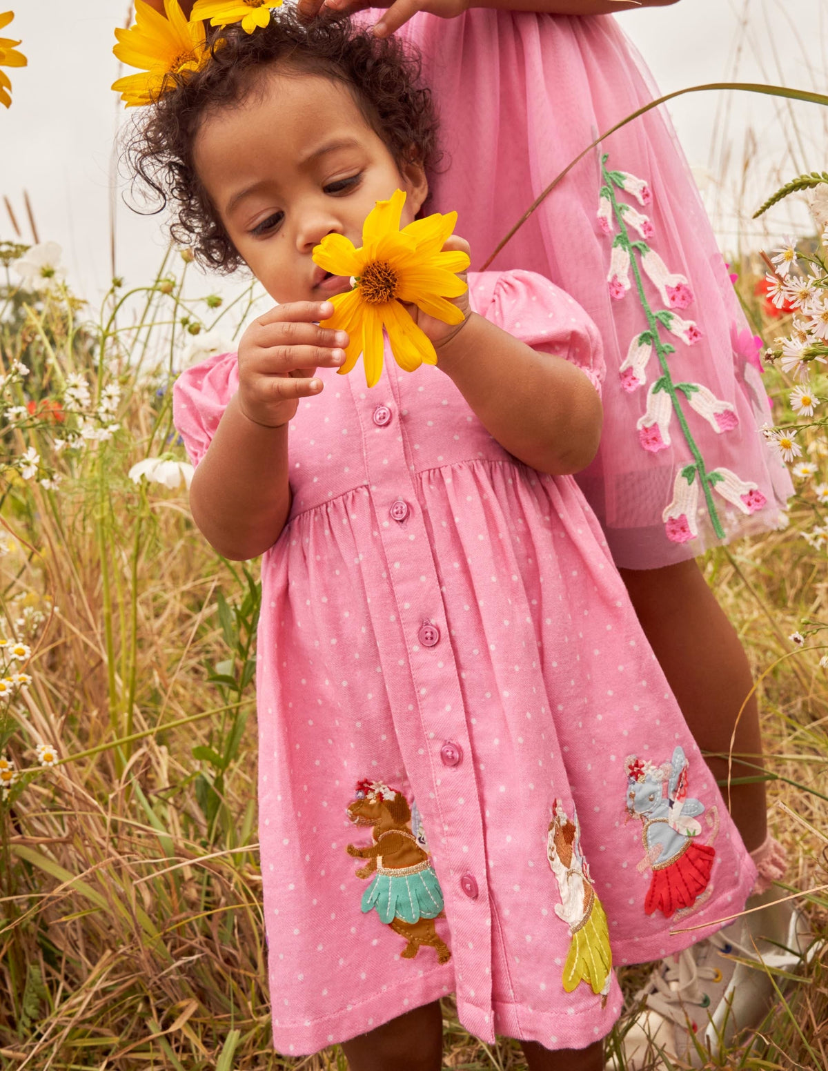 Woven Appliqué Dress-Formica Pink Pin Spot Animals-5
