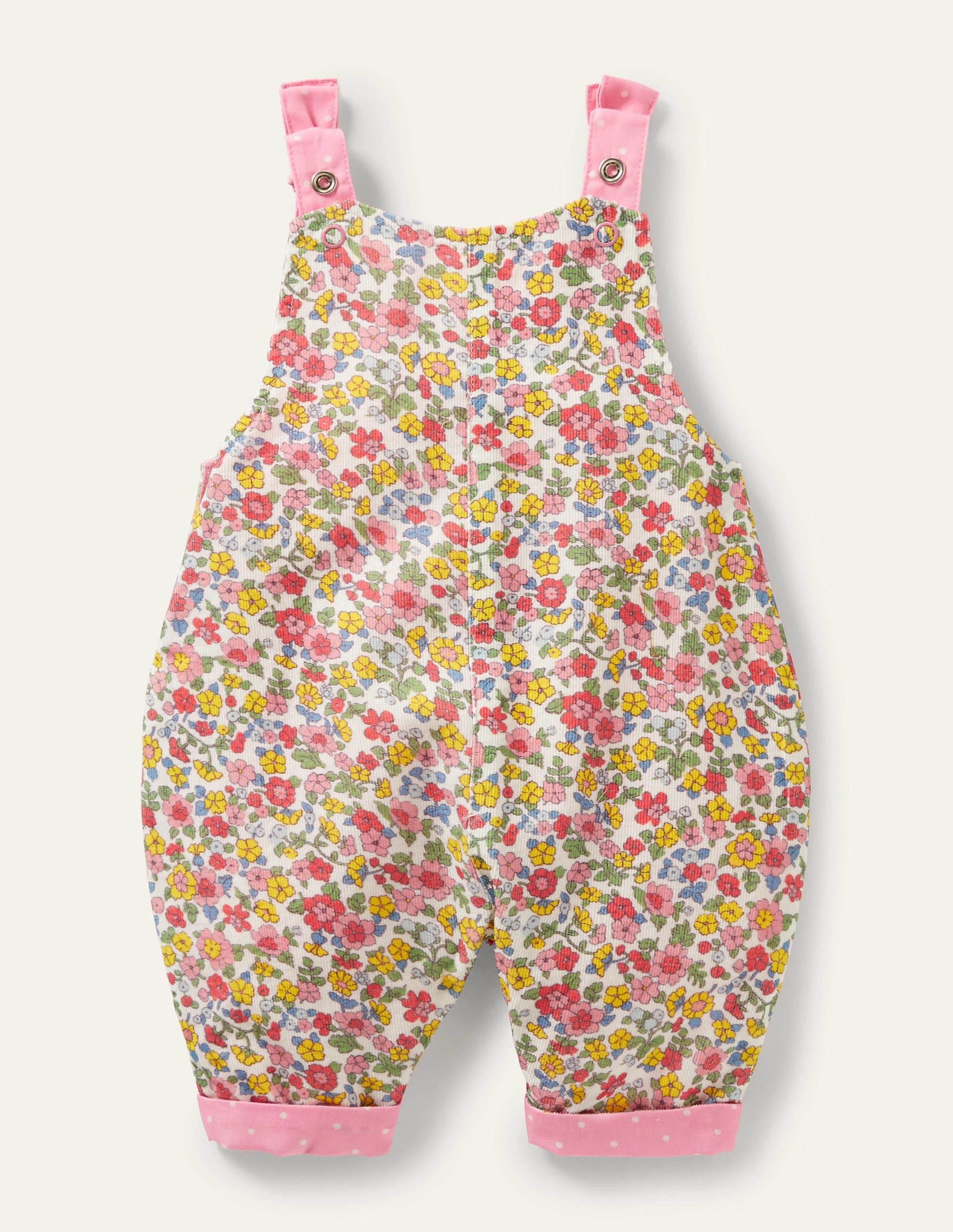 Pink Ditsy Floral Dungarees-Ivory Meadow Floral - Image 2