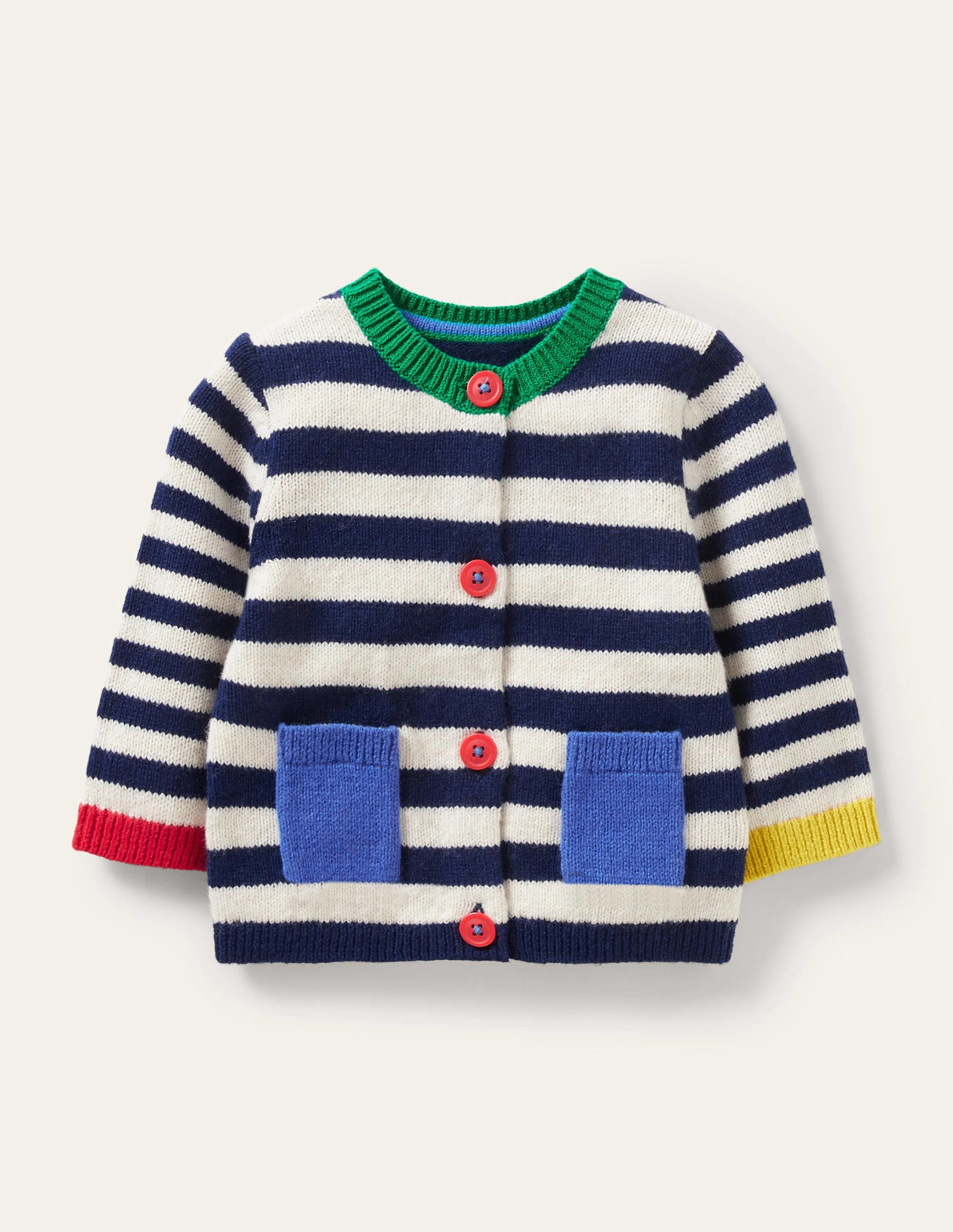 Fun Colourblock Cardigan-Starboard/Ivory Stripe - Image 1