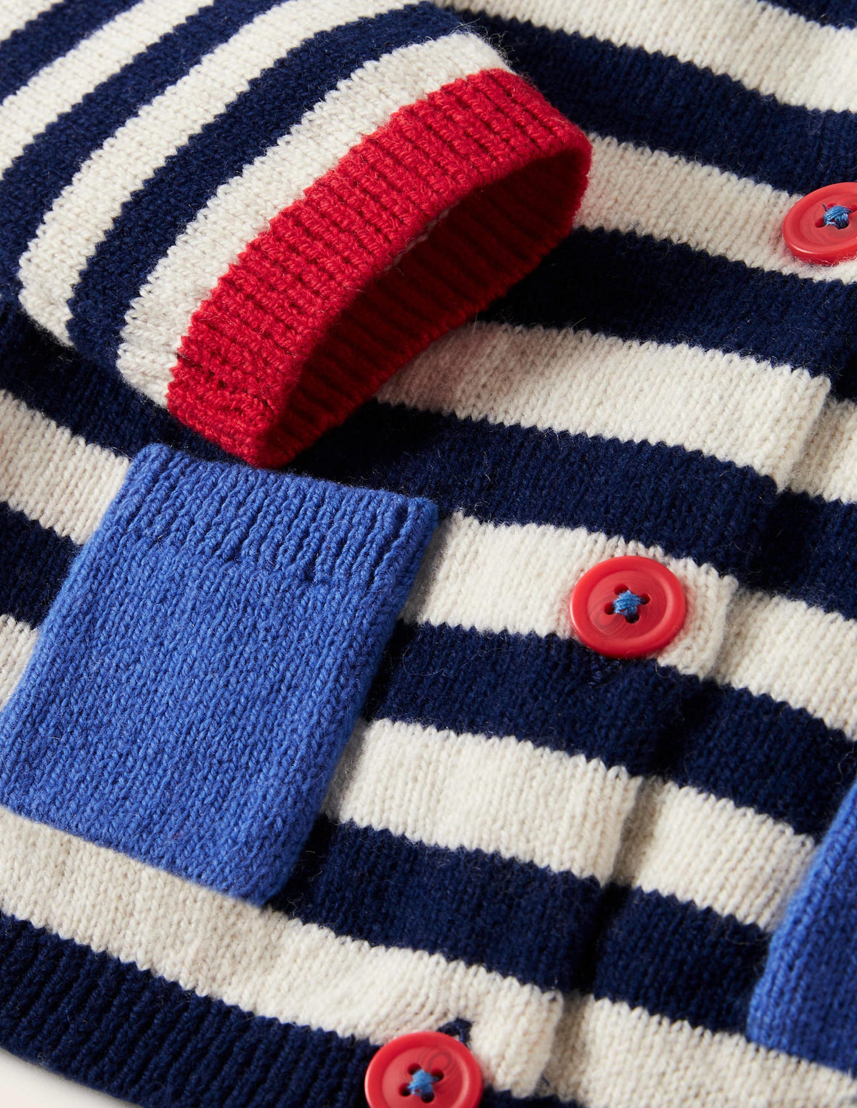Fun Colourblock Cardigan-Starboard/Ivory Stripe - Image 3