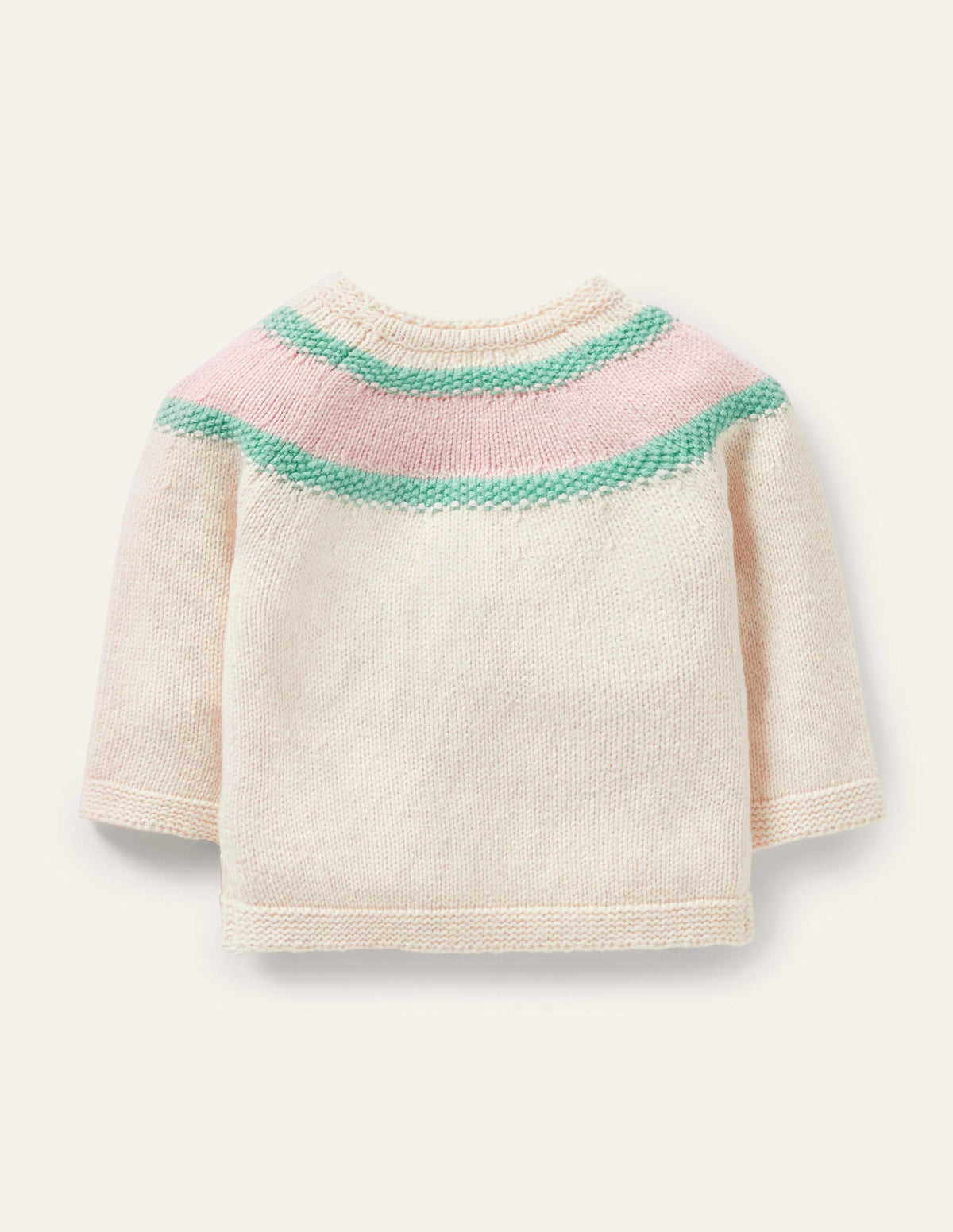 Flower Embroidered Cardigan-Ecru Marl-2