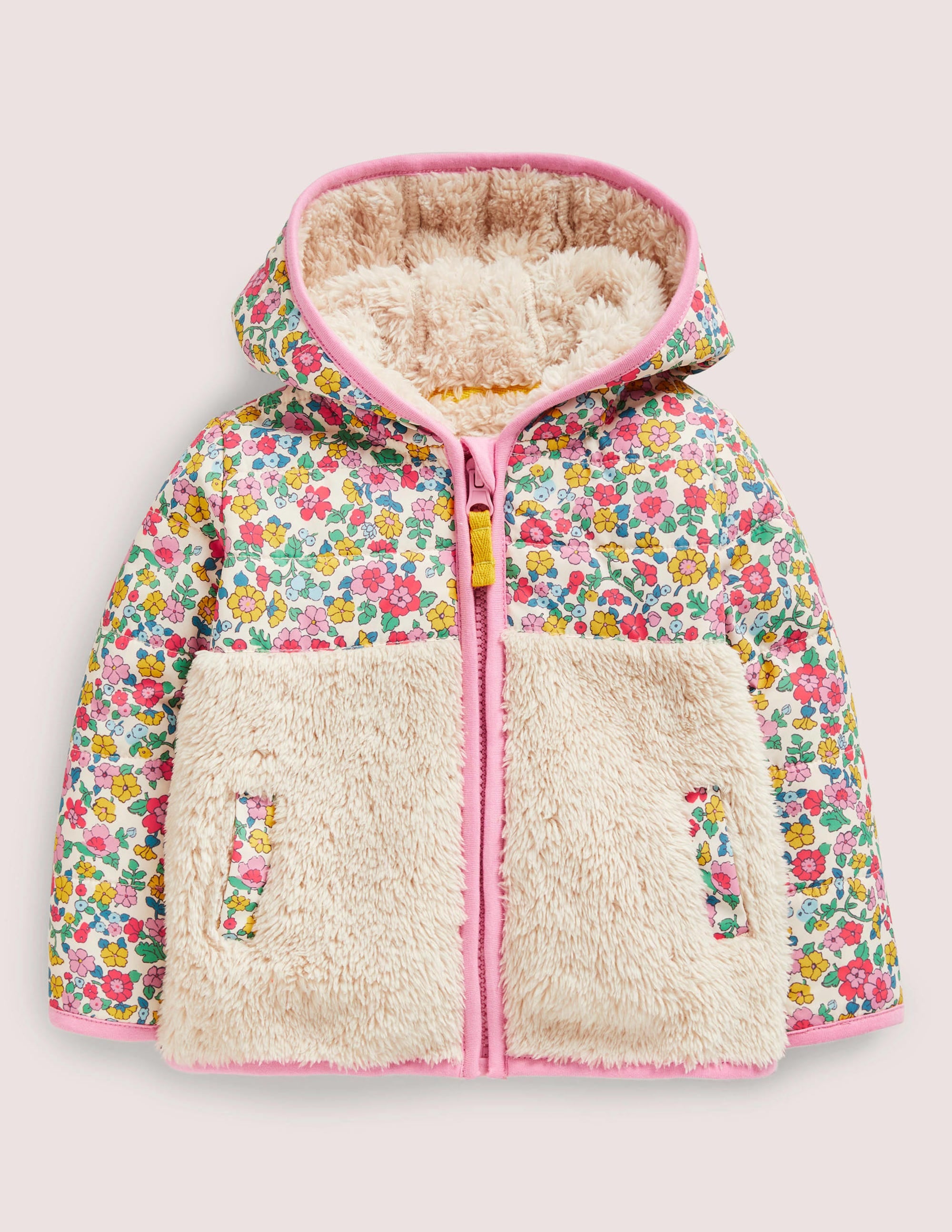 Borg Zip-Up Jacket-Oatmeal - Image 1