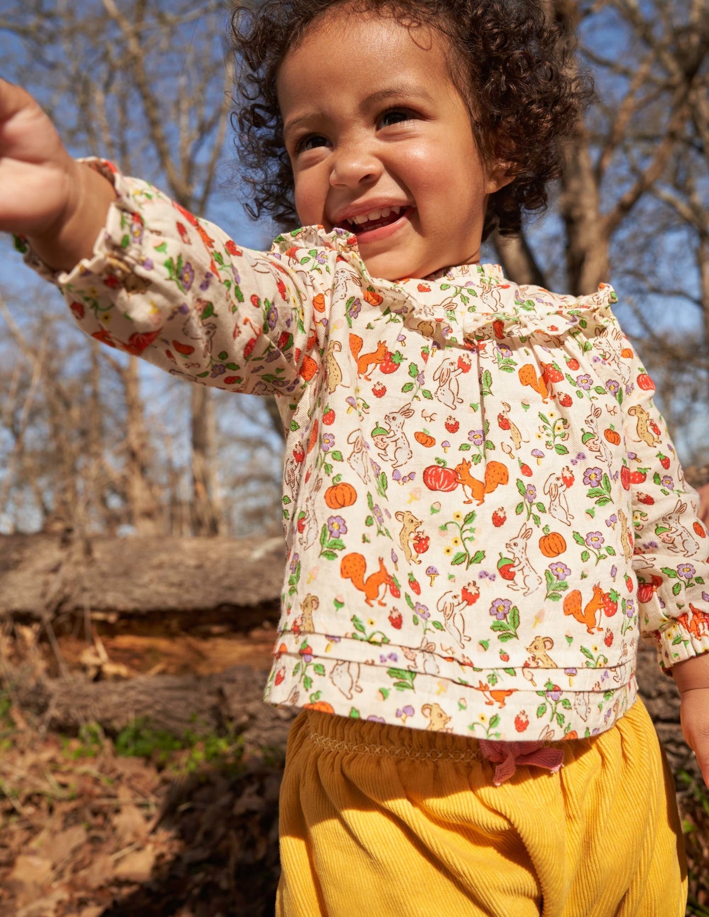 Printed Top and Bloomers-Ivory Woodland Friends