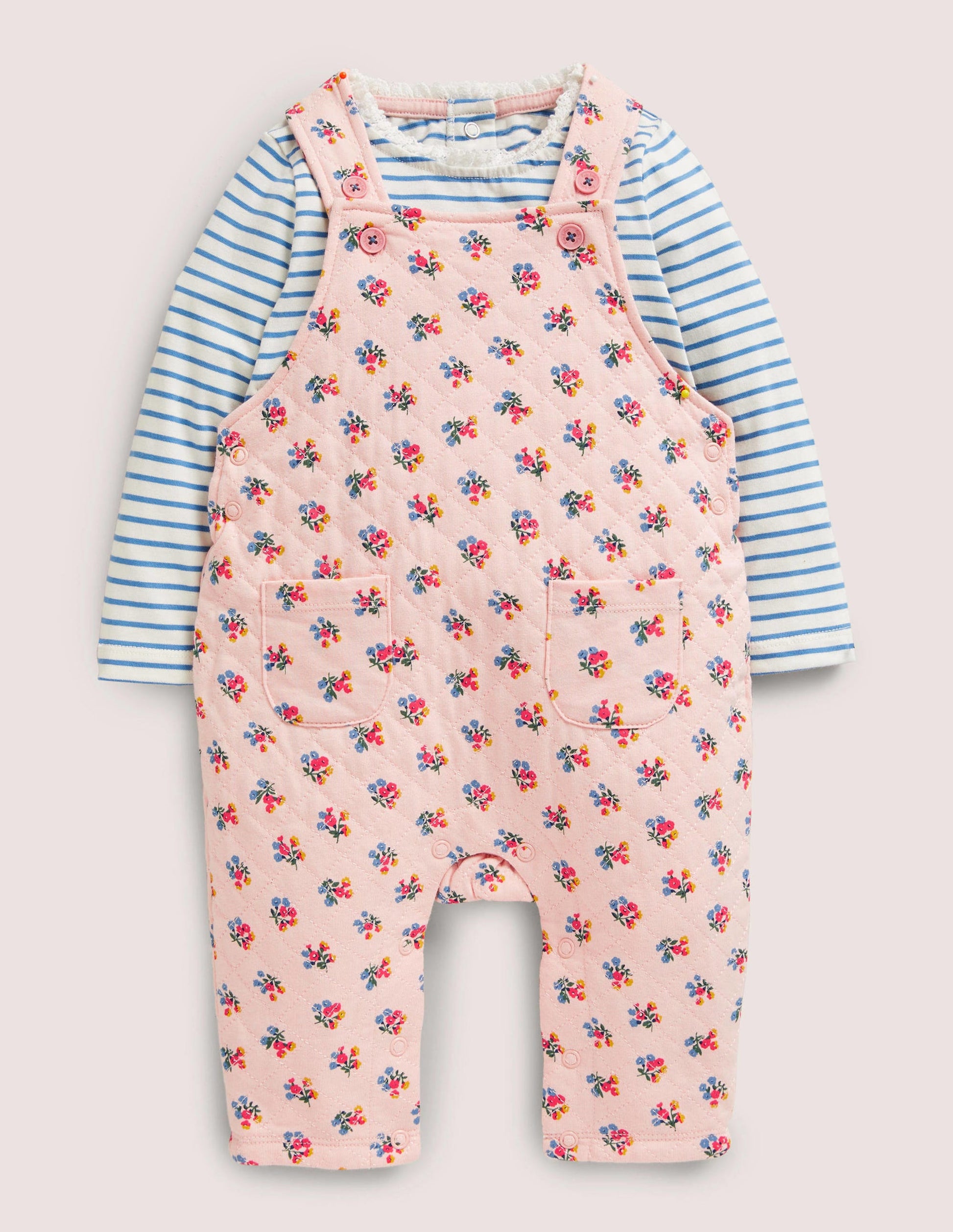 Quilted Overall Set-Provence Dusty Pink Posy-1