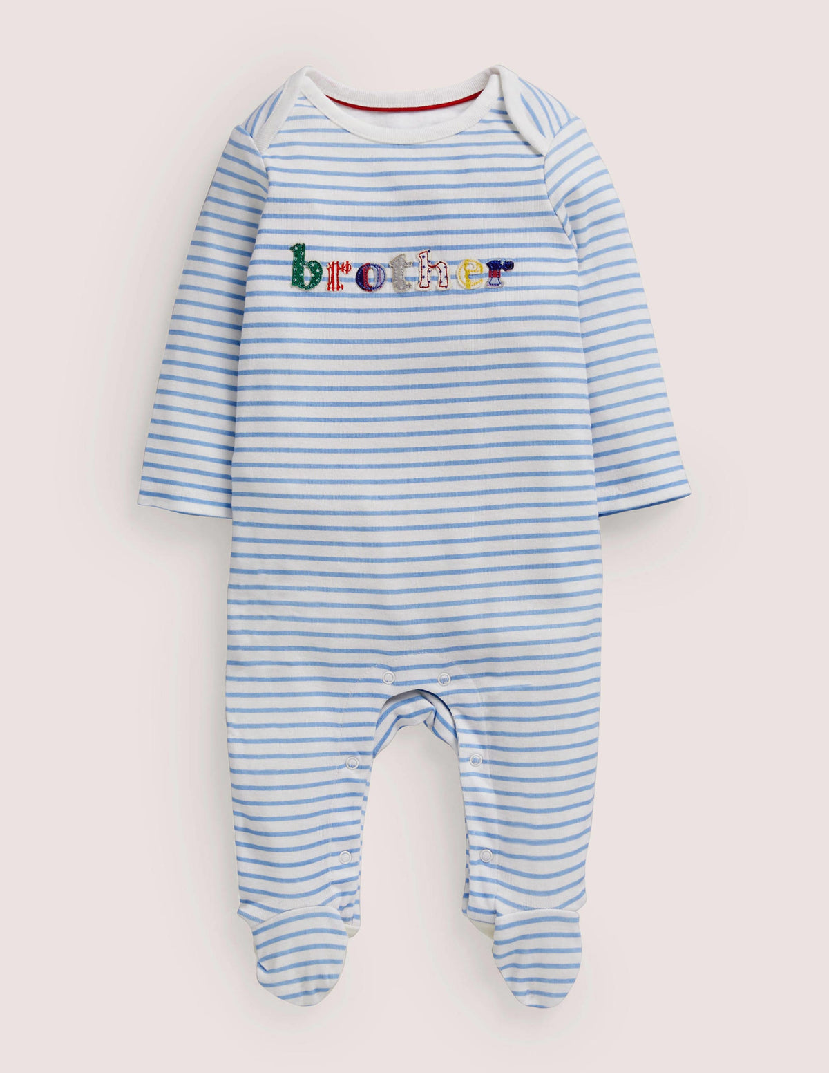 Sibling Brother Sleepsuit-Ivory/Dusty Blue - Image 1
