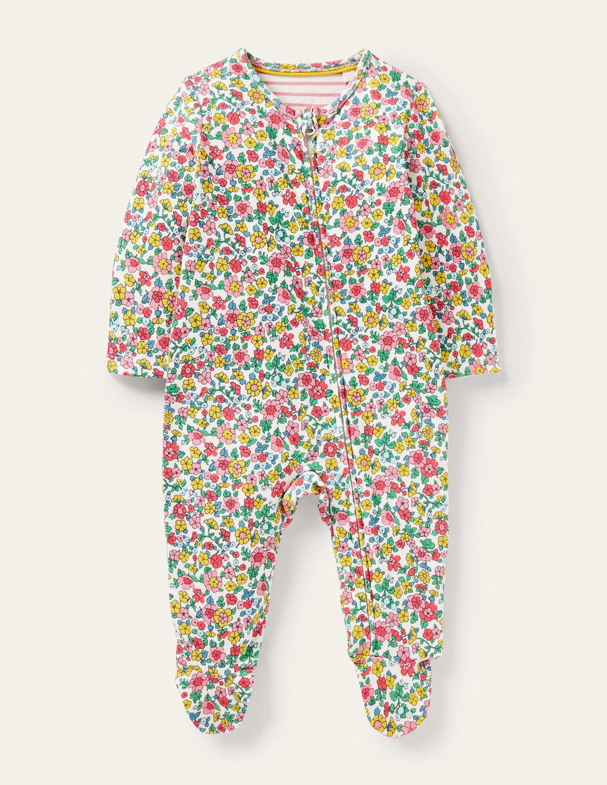Zip Sleepsuit-Multi Vintage Flowerbed-1