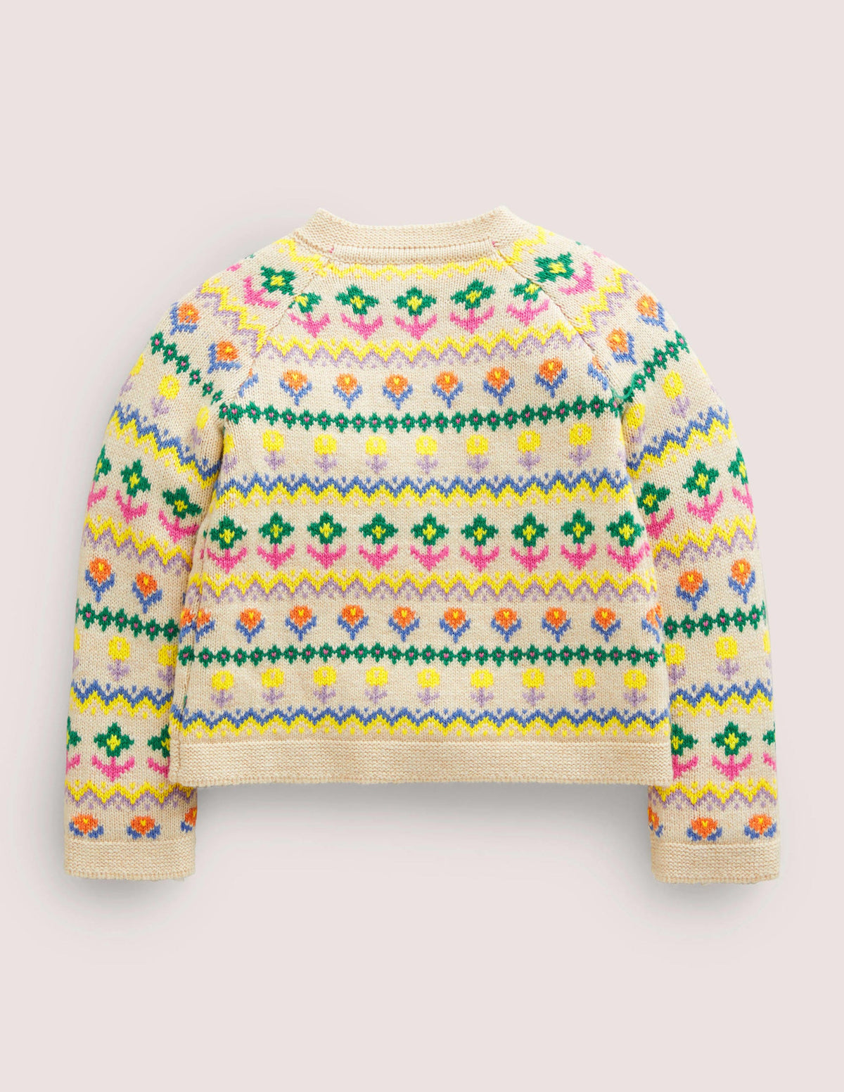 Flower Fair Isle Cardigan-Oatmeal Marl Multi Flower-2