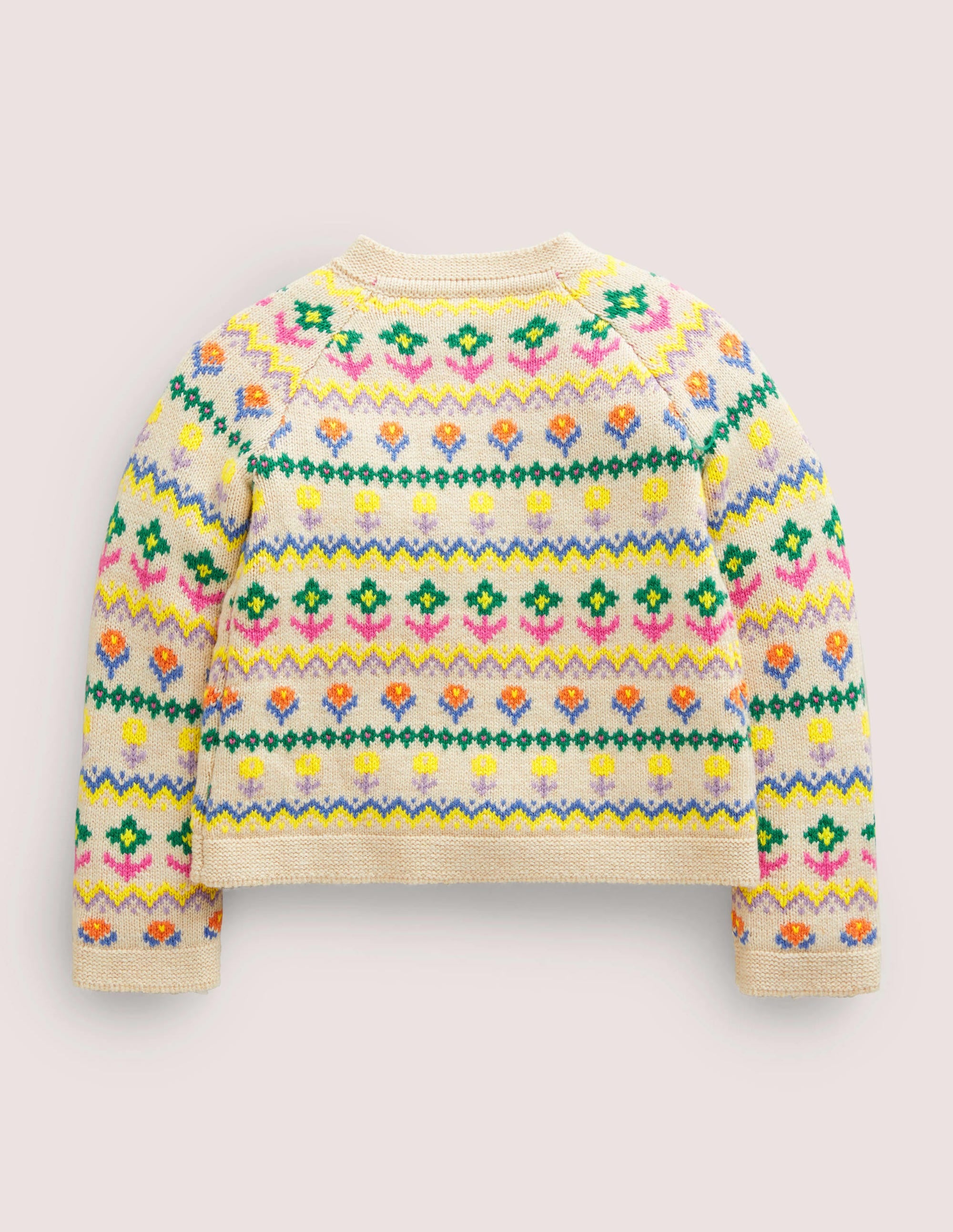 Flower Fair Isle Cardigan-Oatmeal Marl Multi Flower - Image 2