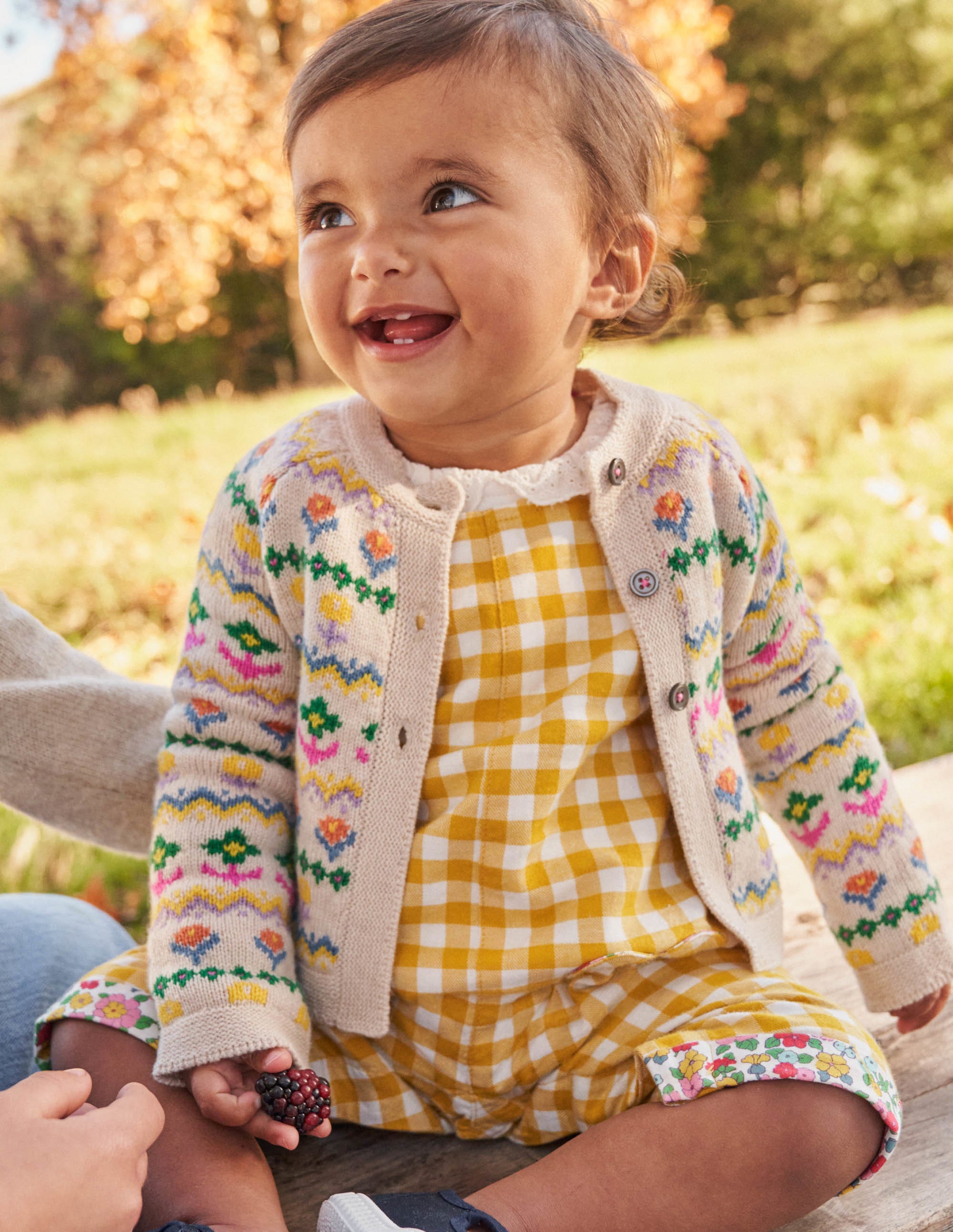 Flower Fair Isle Cardigan-Oatmeal Marl Multi Flower - Image 4