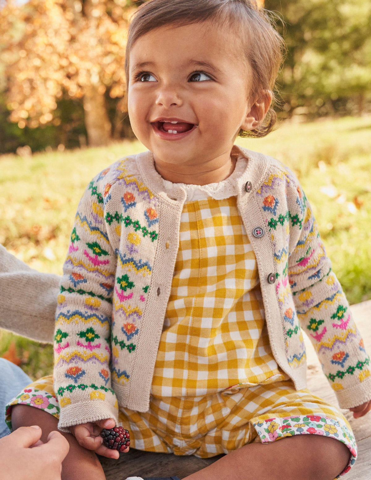 Flower Fair Isle Cardigan-Oatmeal Marl Multi Flower-5