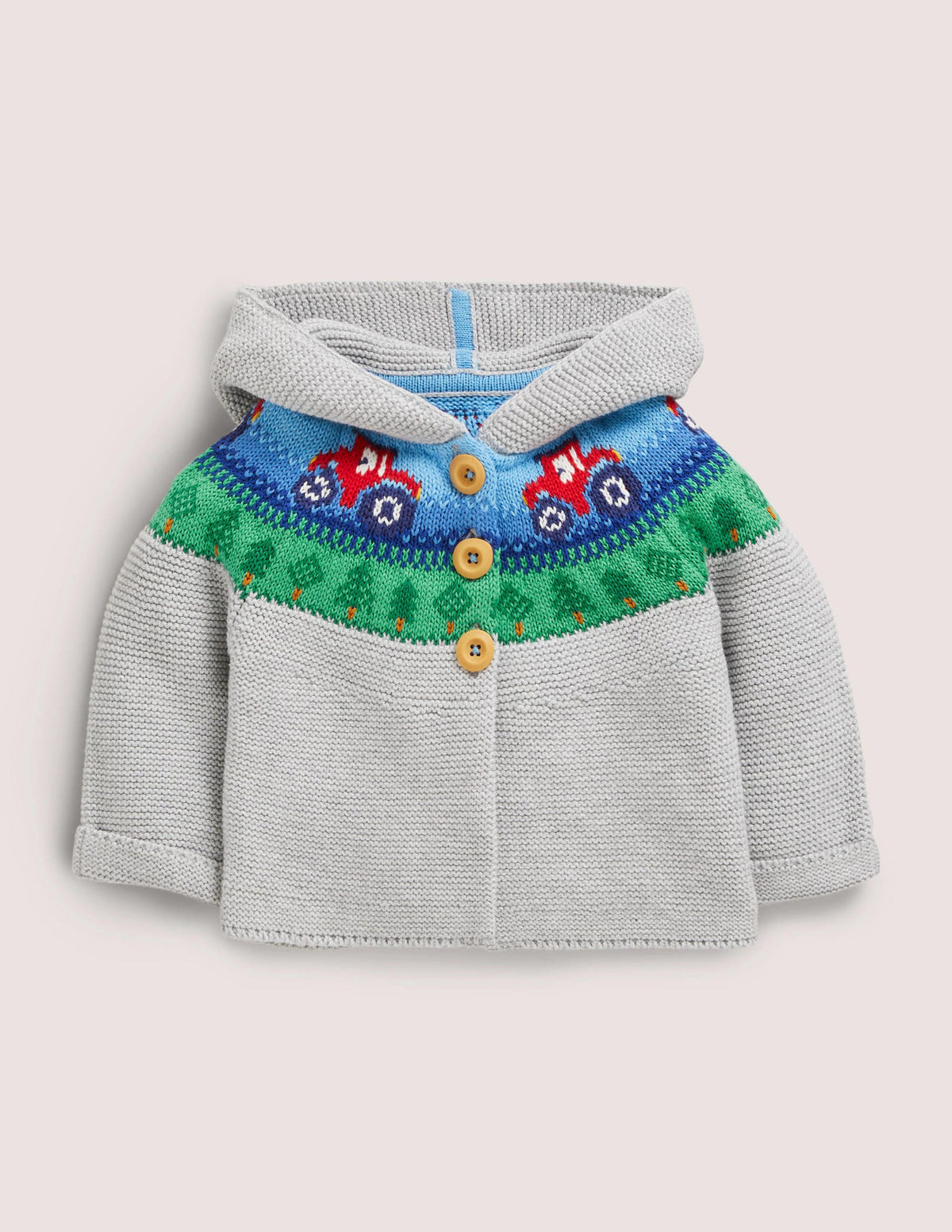 Fair Isle Knitted Jacket-Grey Marl Tractors-1