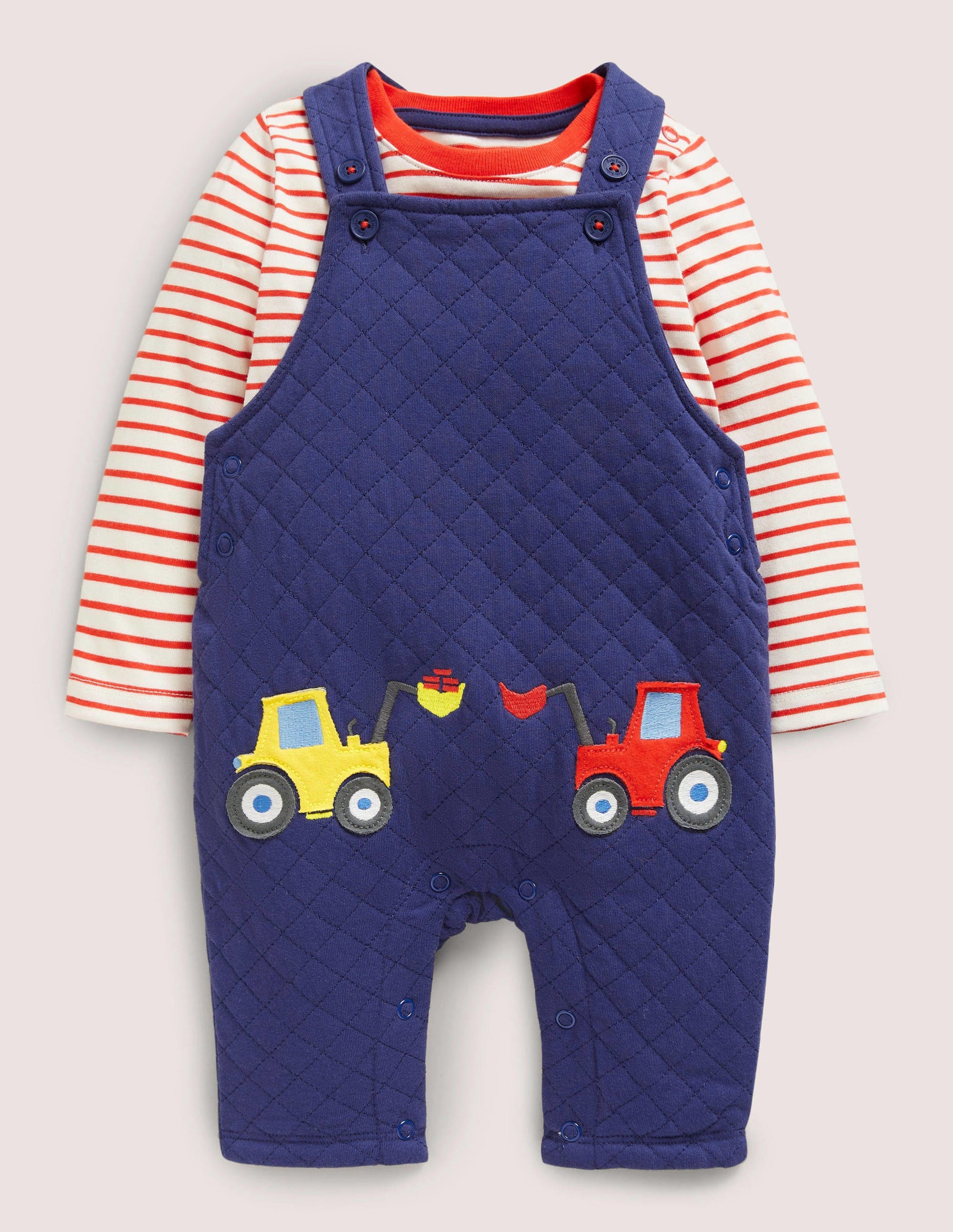 Quilted Overall Set-Starboard Blue Tractor-1
