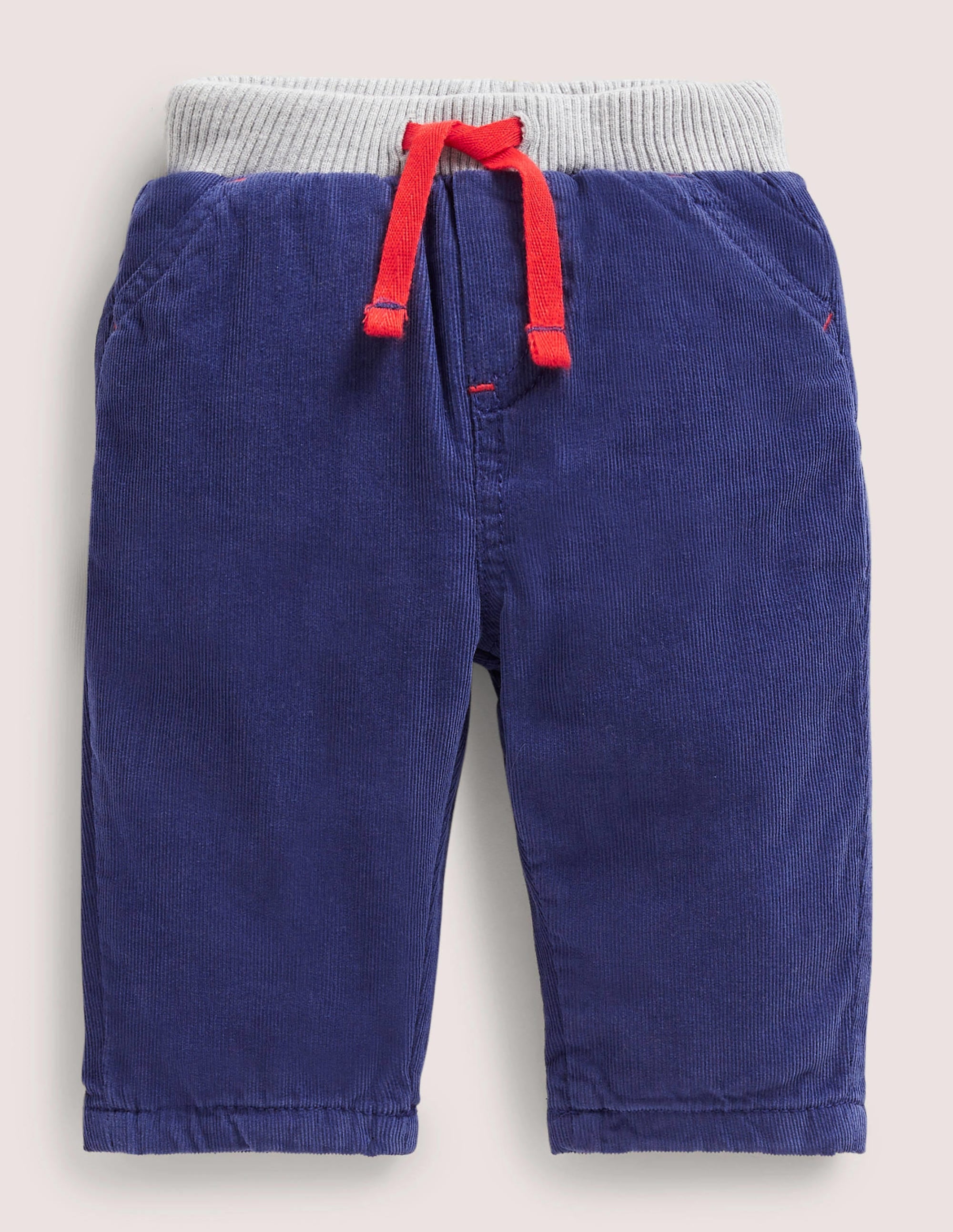 Blue Draw String Jersey-lined Corduroy Pants-Starboard Blue - Image 1