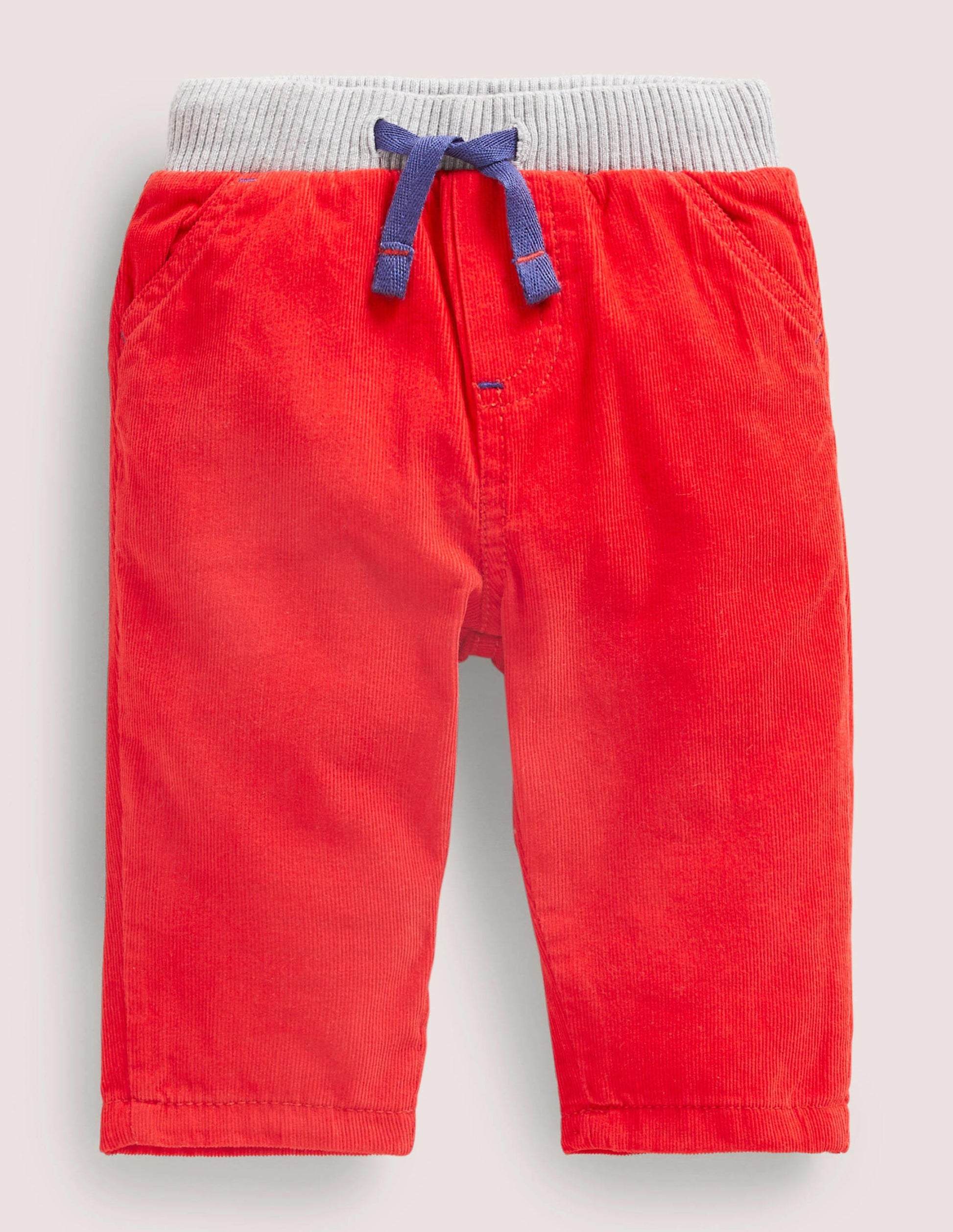 Jersey-lined Cord Pants-Fire Red-1