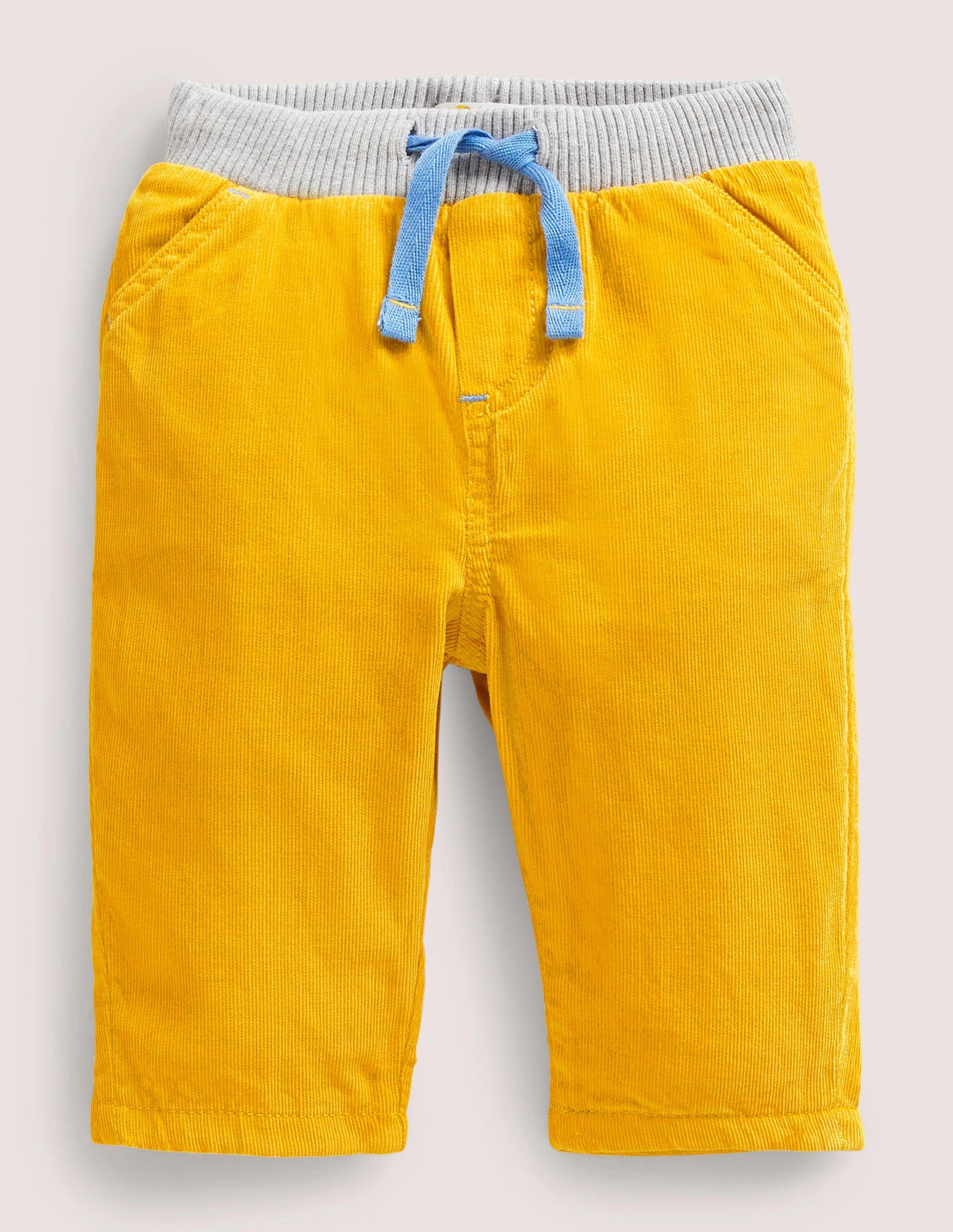 Jersey-lined Cord Pants-Honeycomb Yellow-1