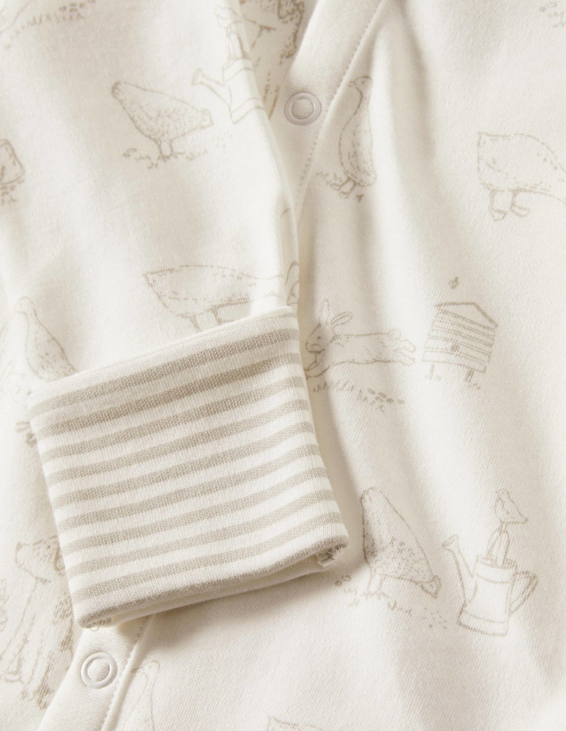 Newborn Sleepsuit & Bib Set-Ivory Farmyard-3