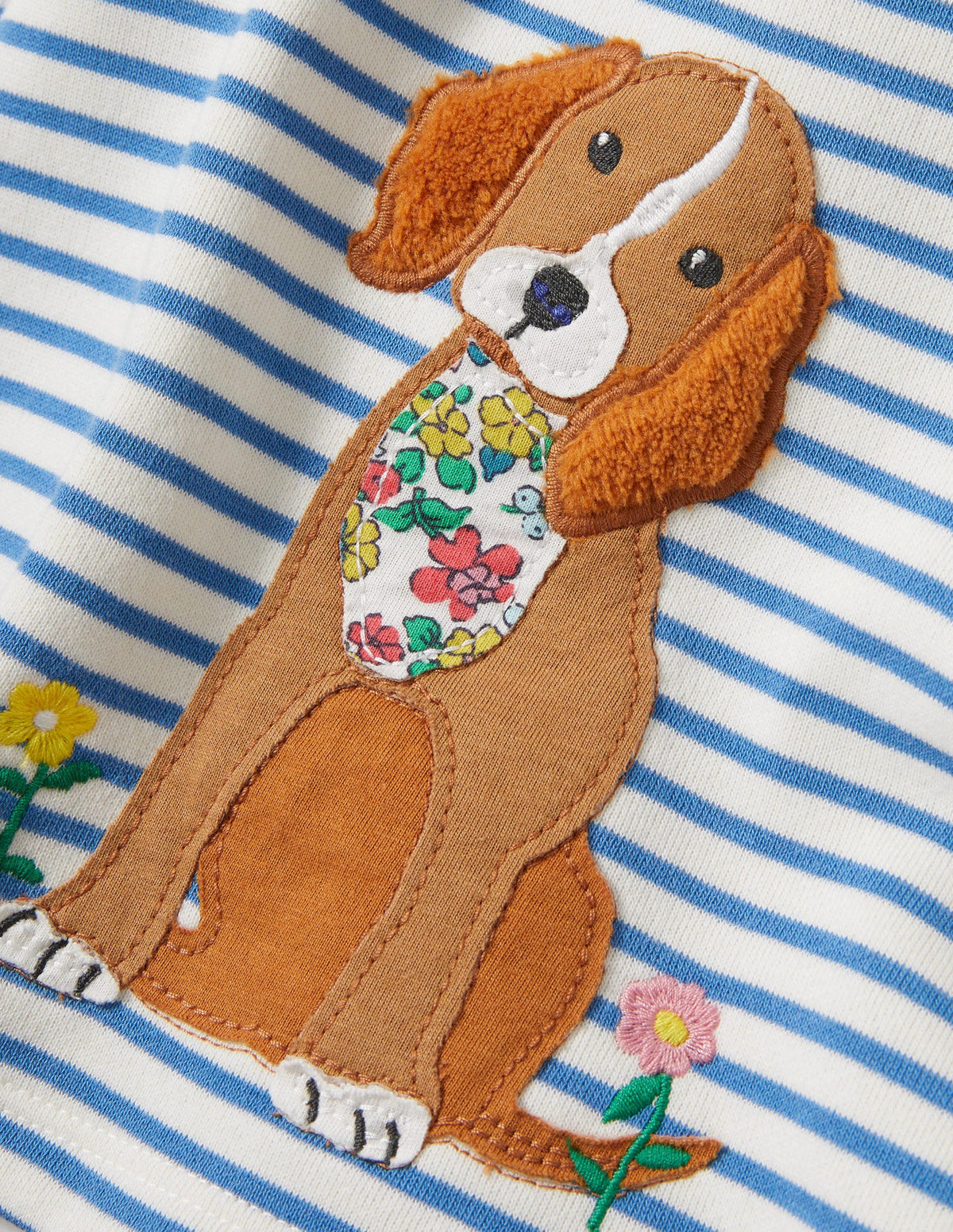 Appliqué Sweatshirt Dress-Ivory/Elizabethan Blue Dog-3